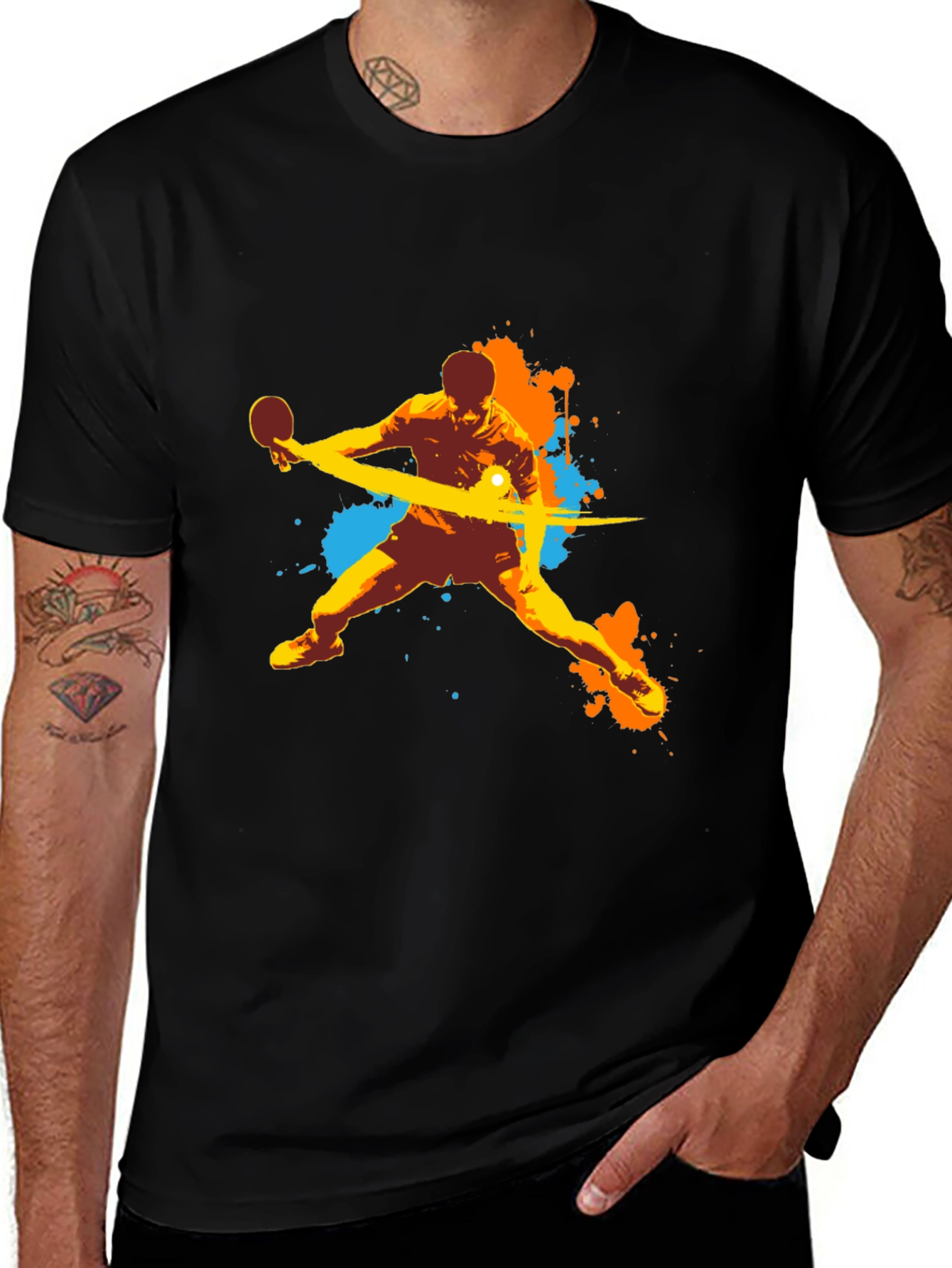 Cool Table Tennis Graphic Black T-Shirt