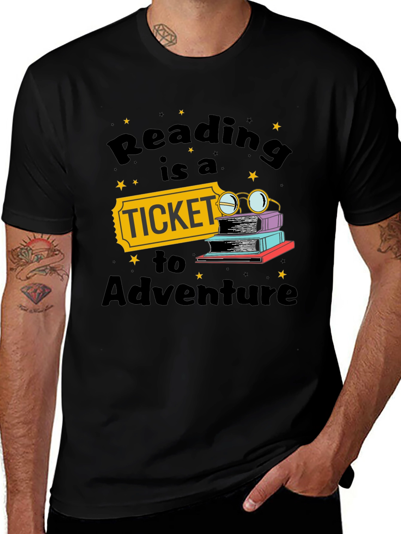 Variant 23 of Reading is a Ticket to Adventure Graphic Tee