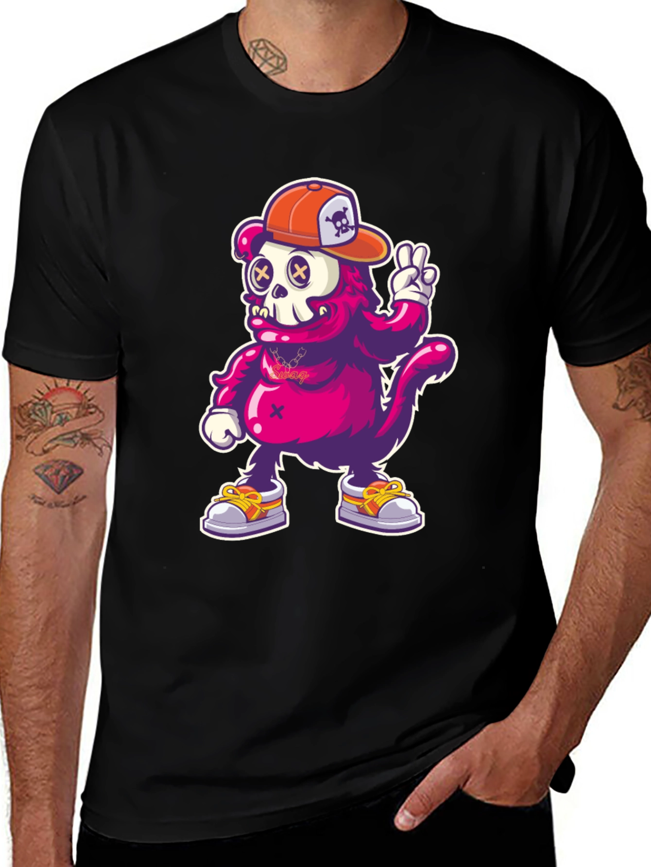 Variant 17 of Cartoon Monkey T-Shirt - Skull Cap