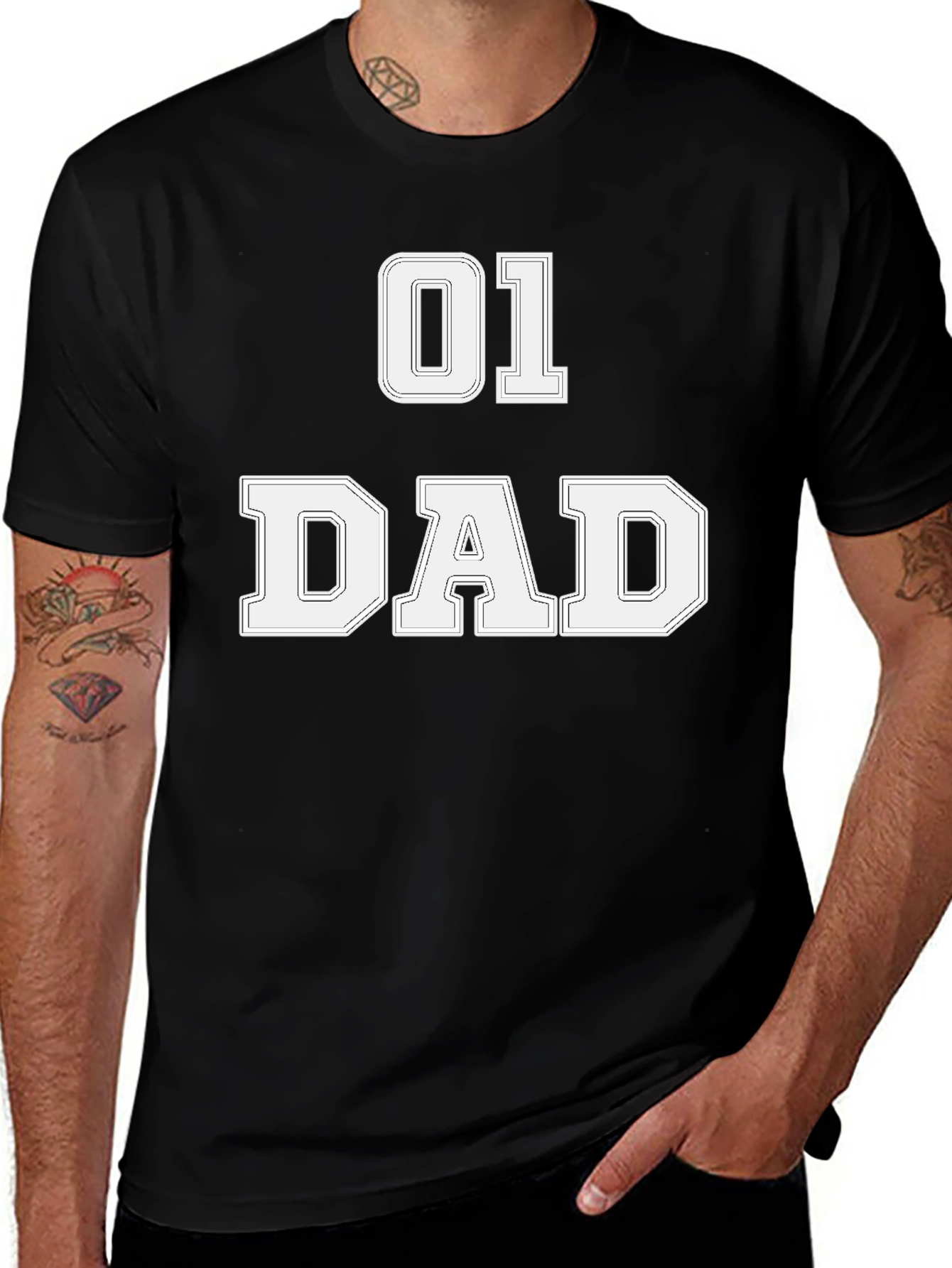 Variant 4 of 01 Dad T-Shirt - Black Graphic Tee for Fathers