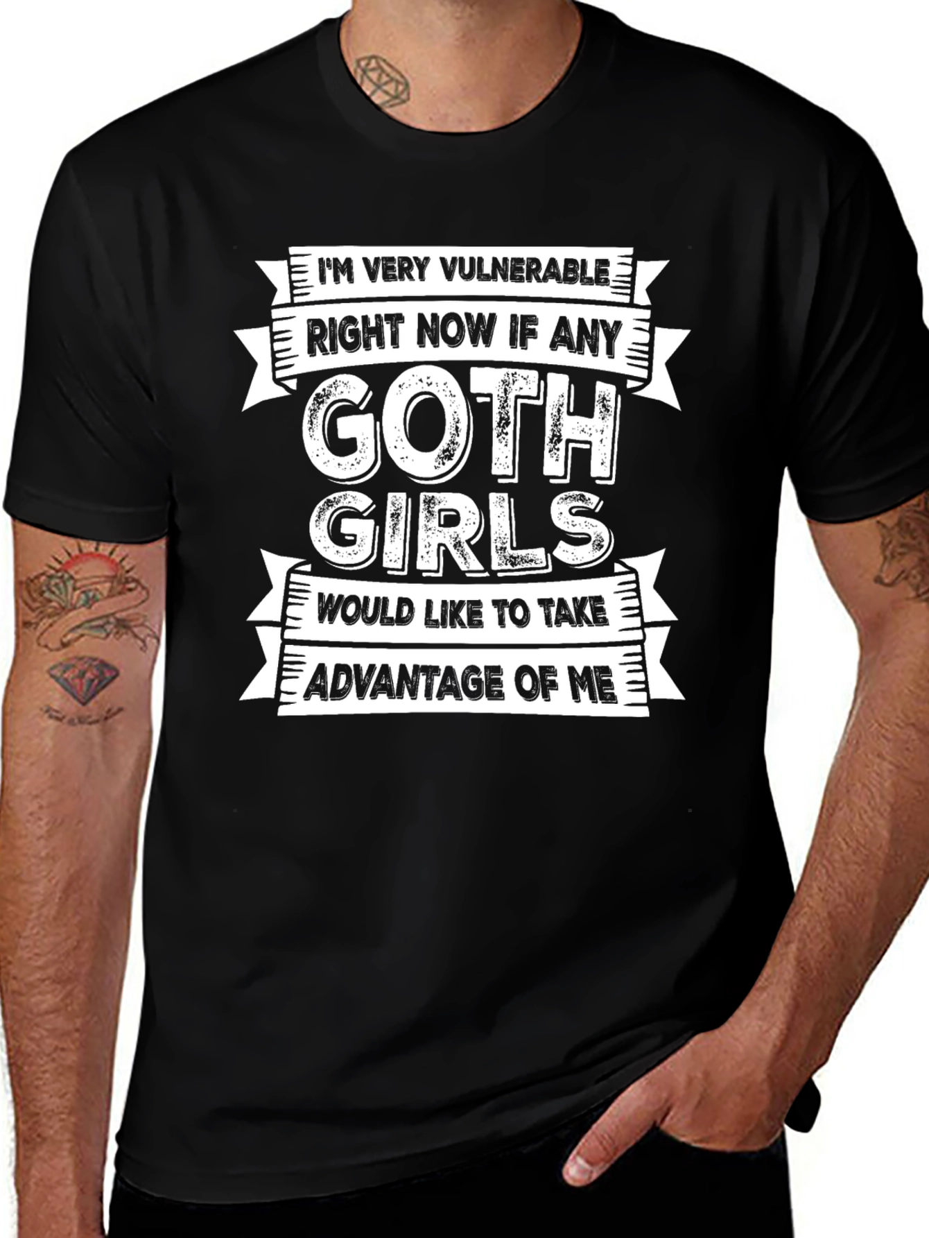 Variant 7 of Vulnerable Goth Girls Graphic Tee - Funny Novelty T-Shirt