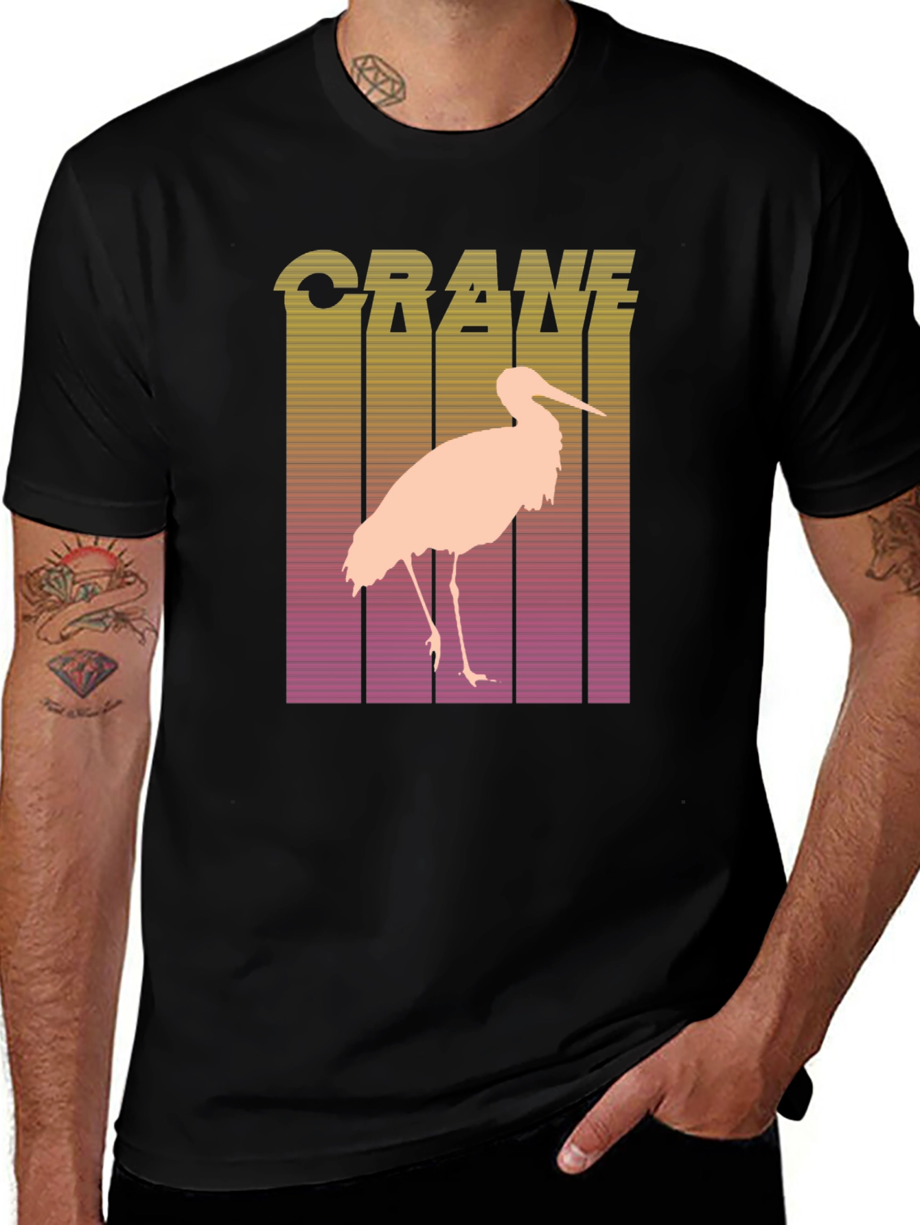 Variant 6 of Retro Crane Silhouette Graphic Tee