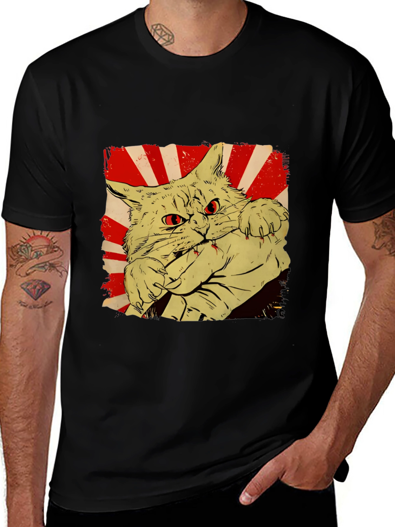 Variant 17 of Cat Bite Graphic Tee - Red Eye Feline