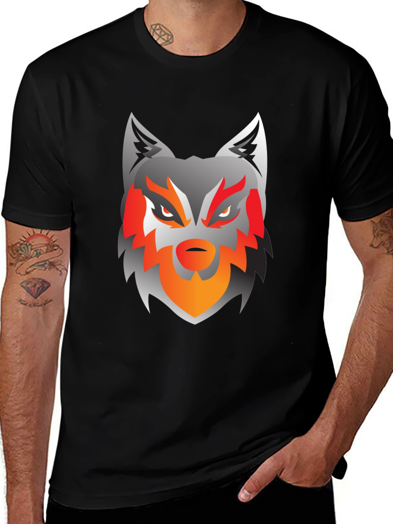 Variant 18 of Men's Black Wolf Graphic Tee
