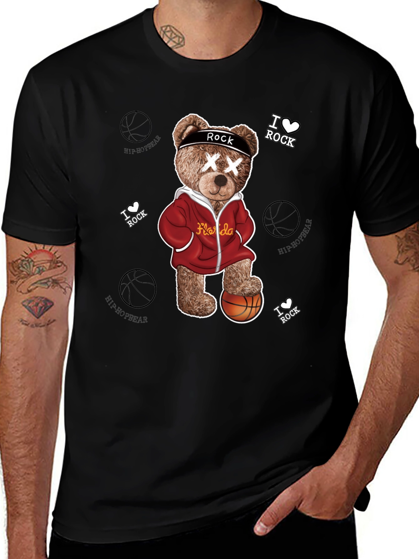 Variant 20 of Rock Teddy Bear Basketball Graphic T-Shirt