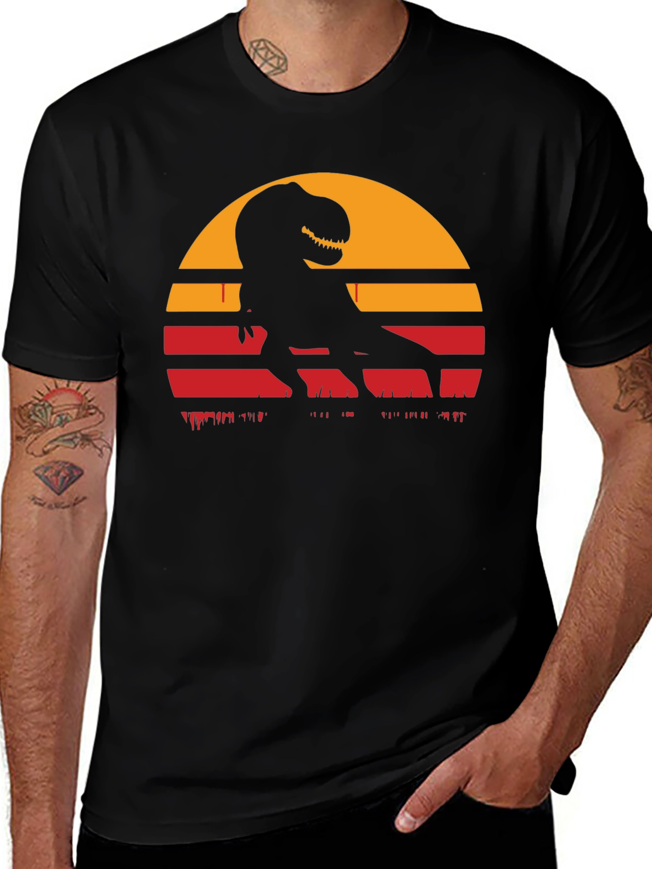 Variant 30 of Retro T-Rex Sunset Graphic Tee