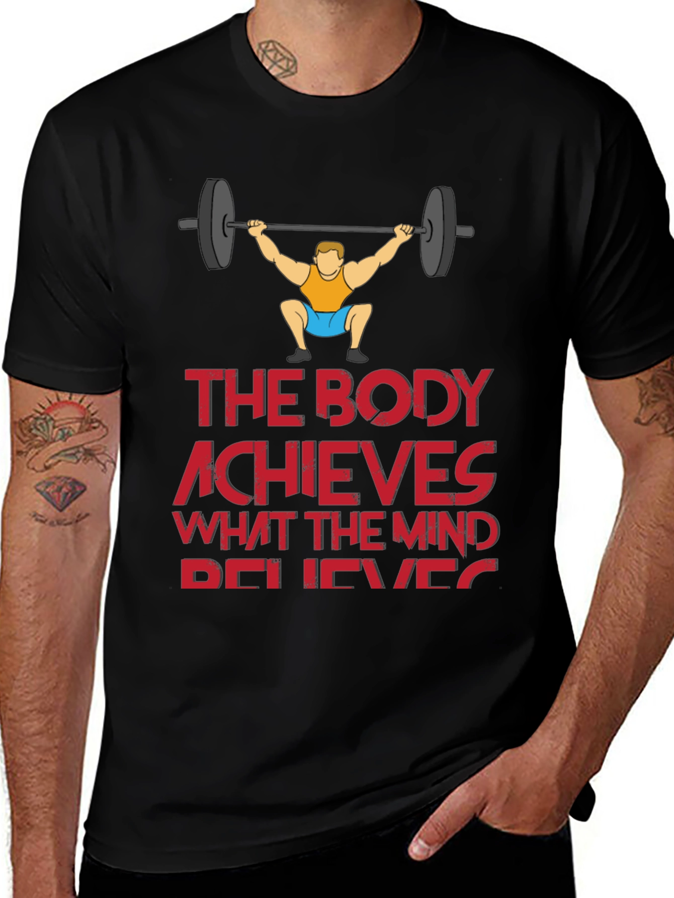 Black Workout Motivation T-Shirt - The Body Achieves main image