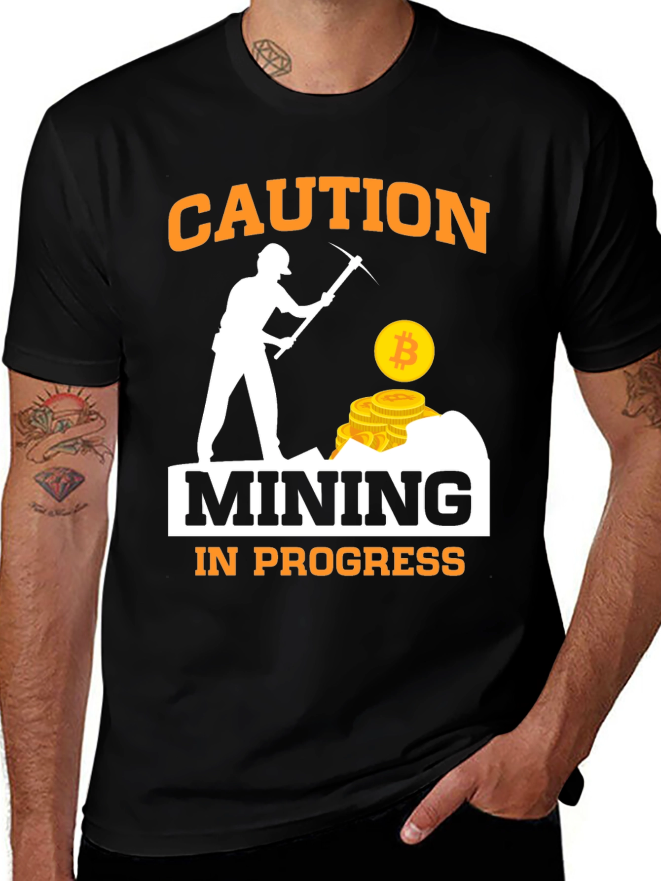Variant 25 of Caution Mining in Progress Graphic Tee