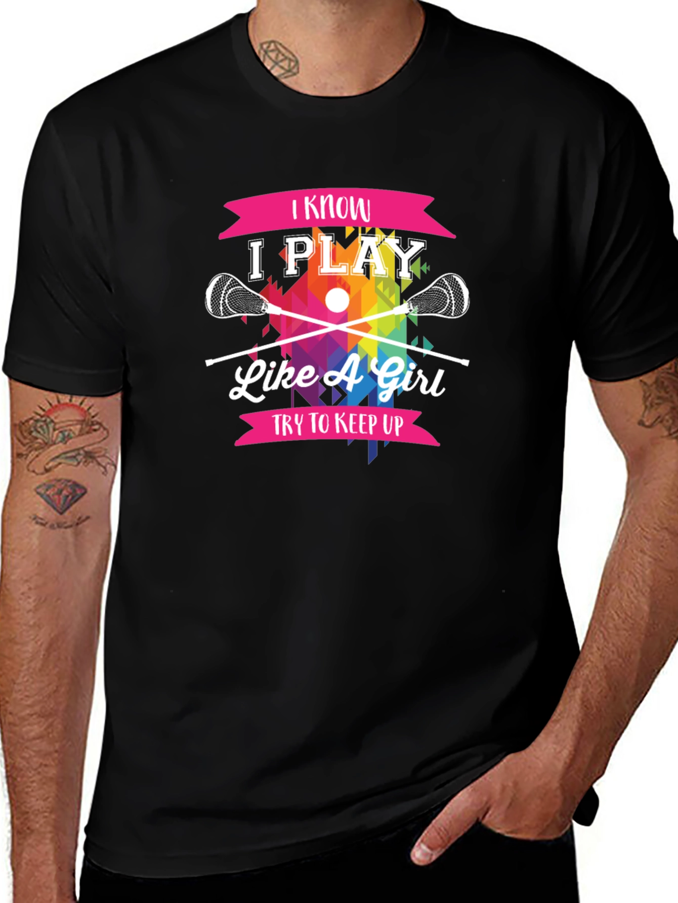 Variant 11 of I Know I Play Like A Girl Lacrosse T-Shirt