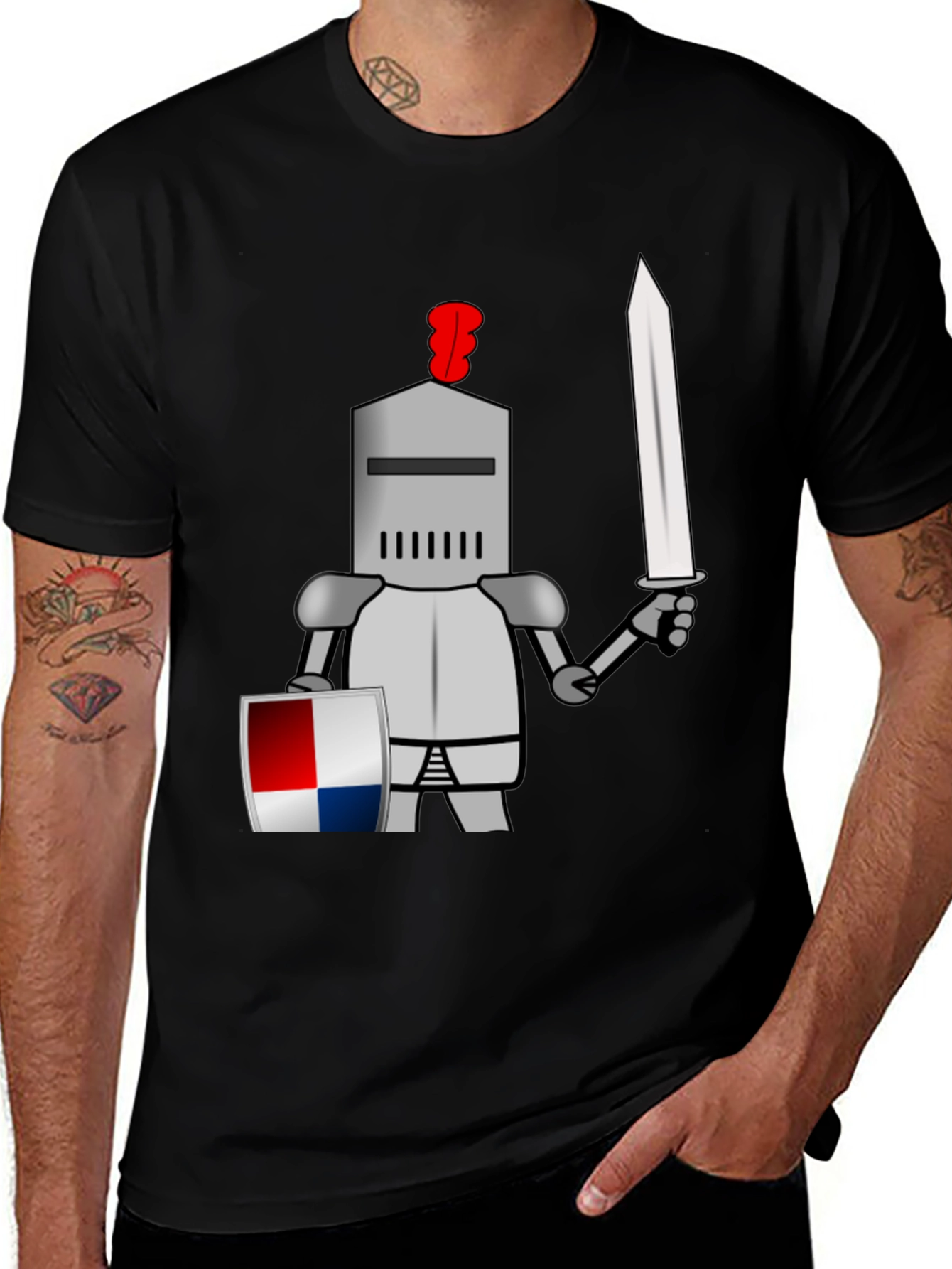 Variant 9 of Knight Graphic T-Shirt - Cartoon Armor Tee