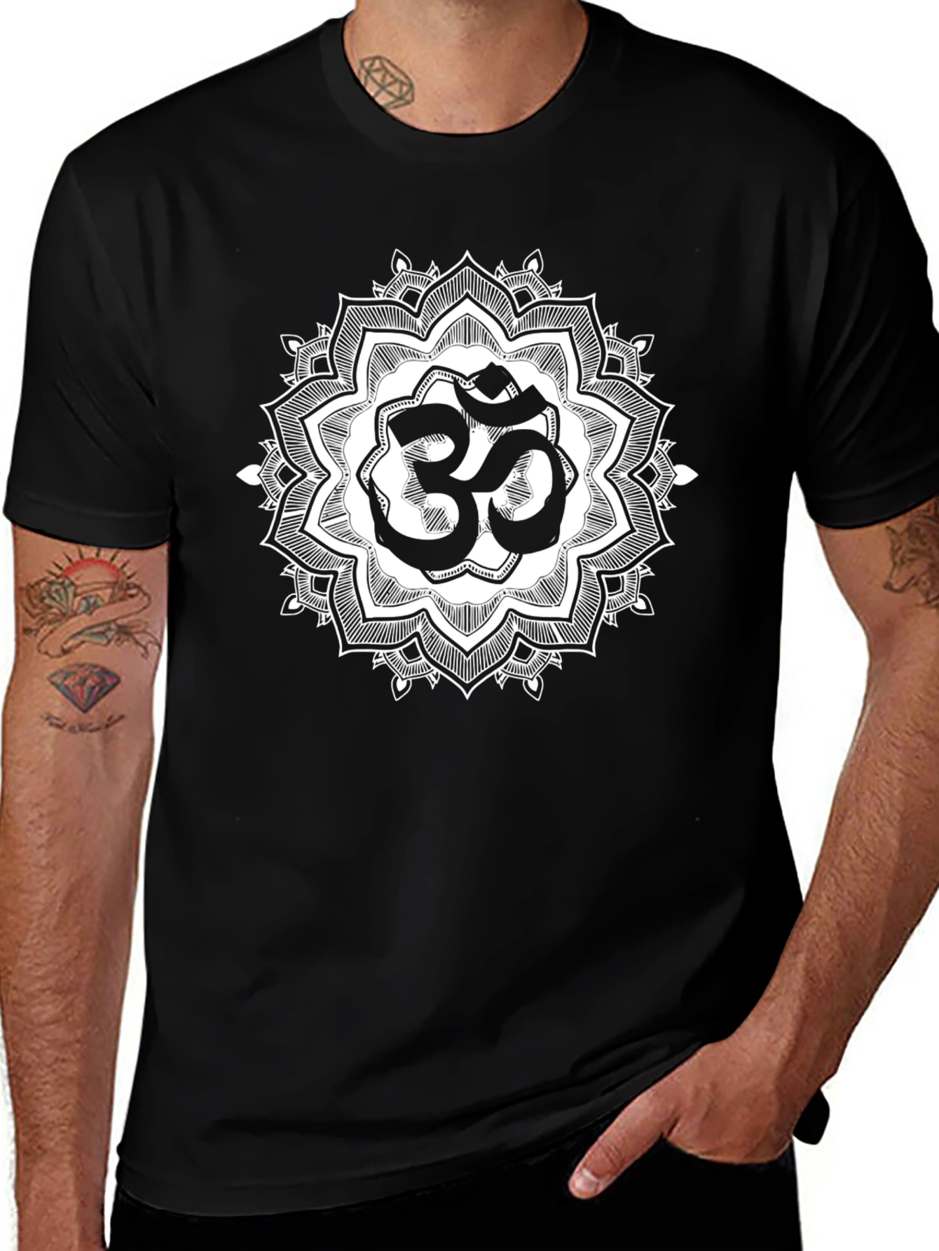 Om Mandala Graphic Tee - Black Casual T-Shirt