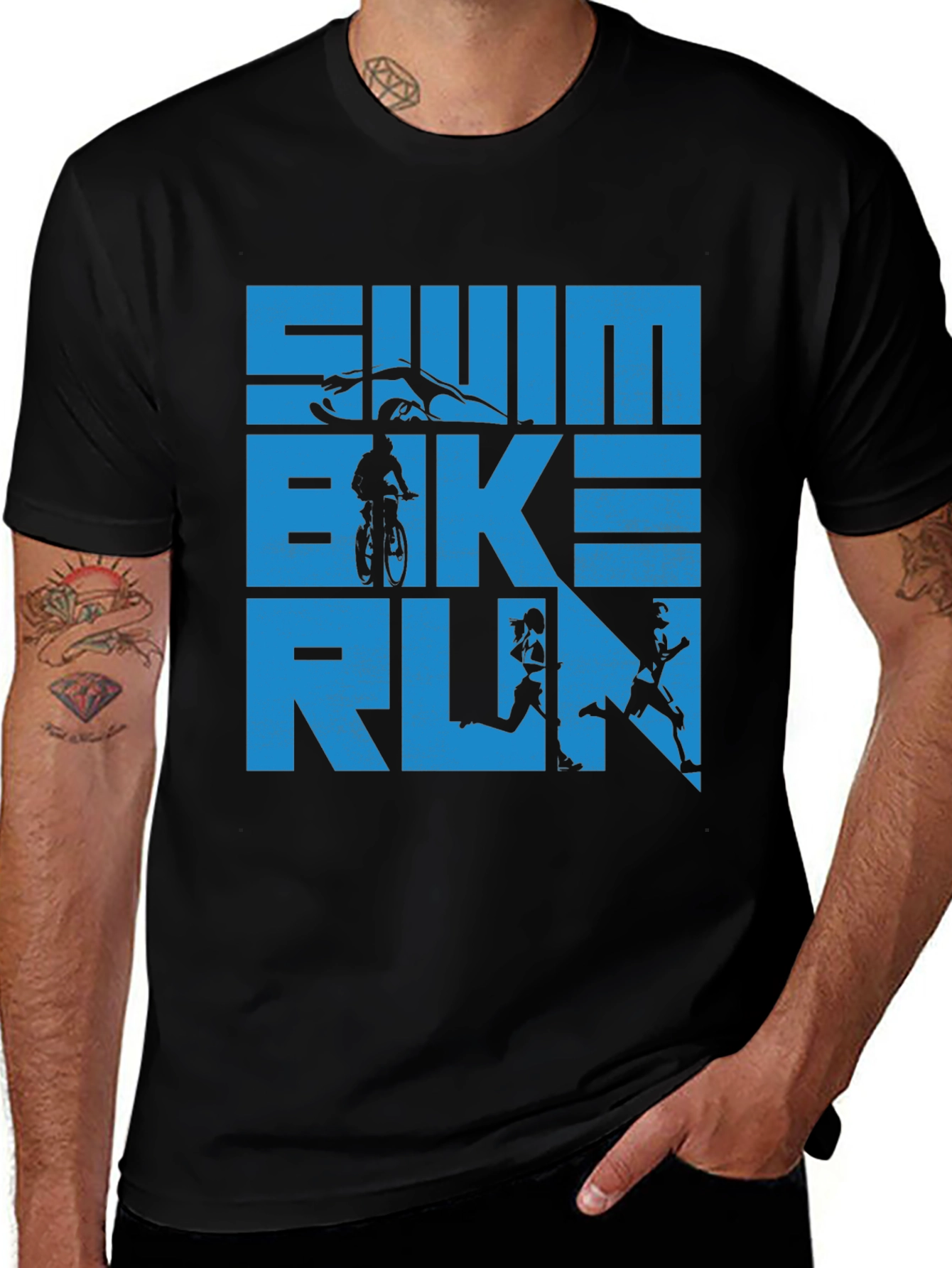 Variant 19 of Swim Bike Run Triathlon T-Shirt - Athletic Graphic Tee