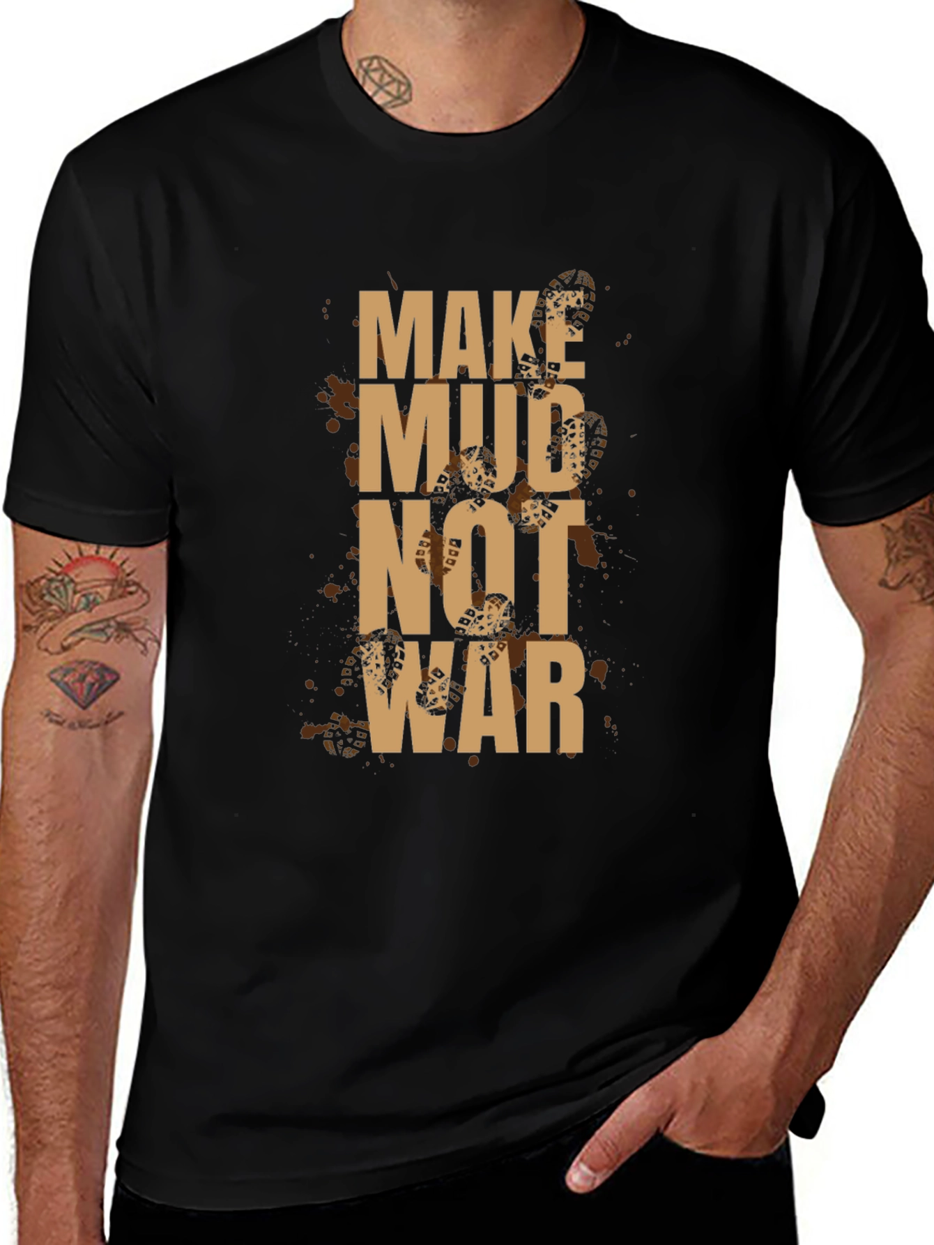 Variant 5 of Make Mud Not War Graphic Tee - Black