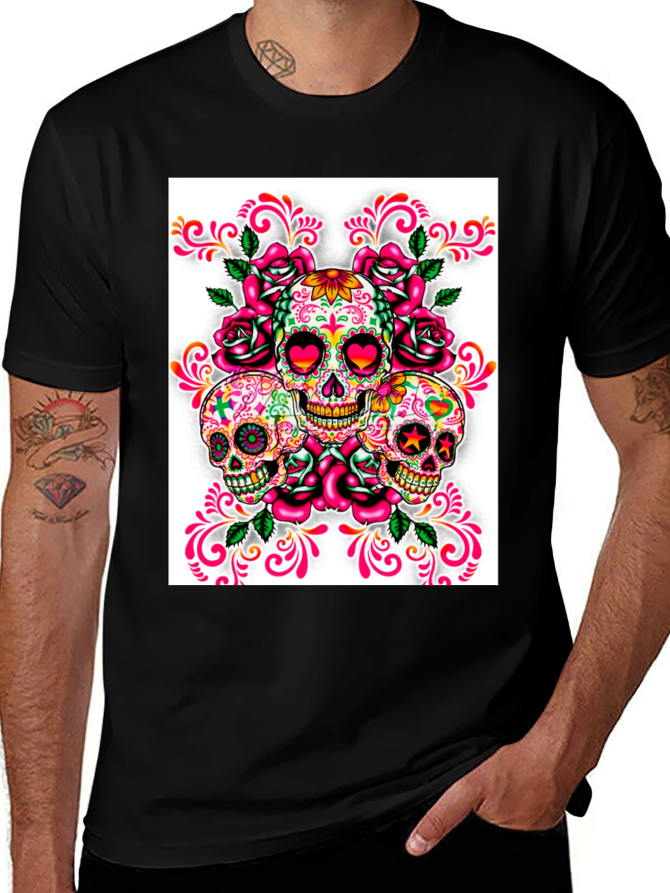 Variant 8 of Skull & Roses Graphic Tee