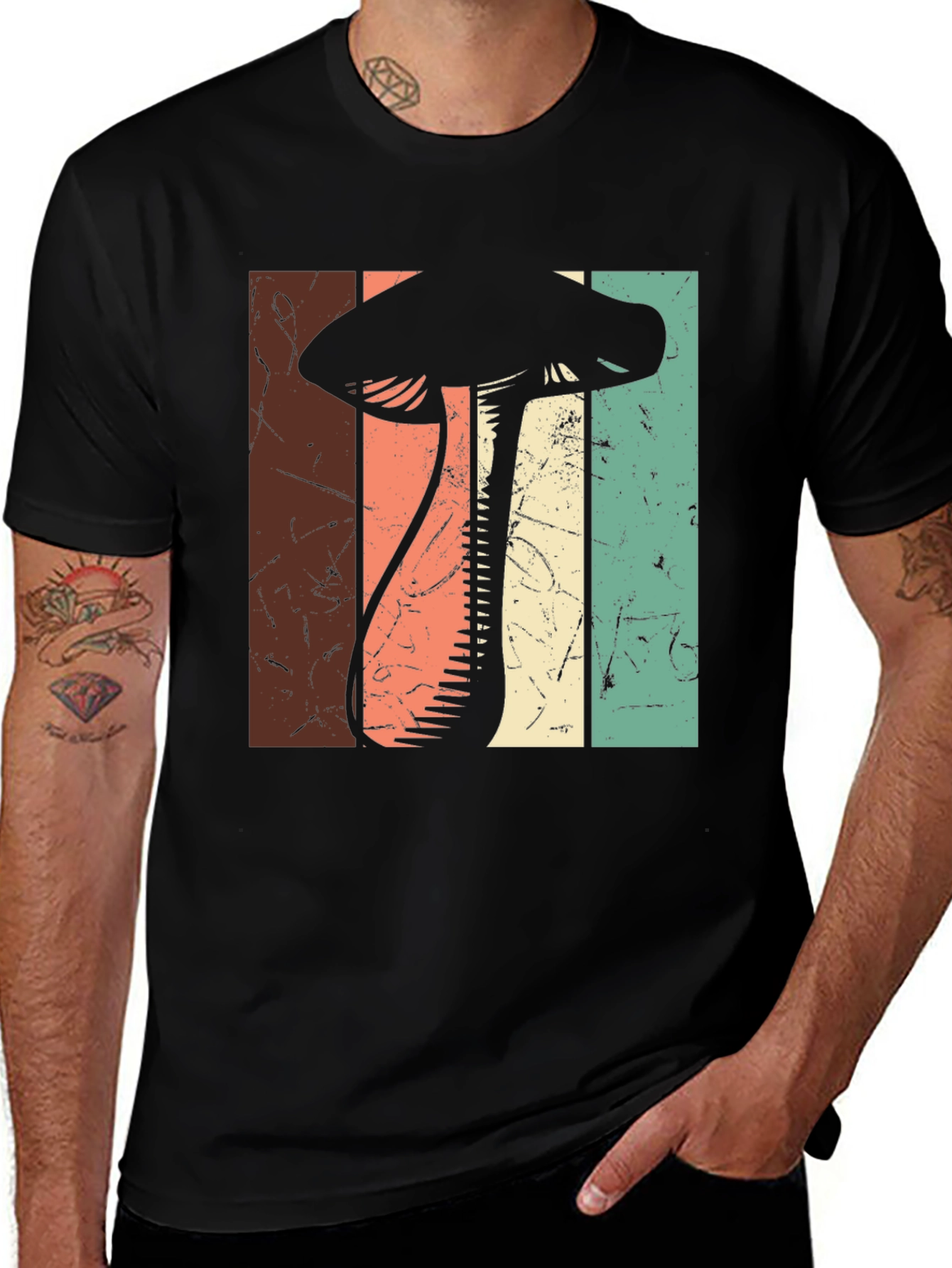 Variant 5 of Retro Mushroom Graphic Tee - Vintage Style Shirt