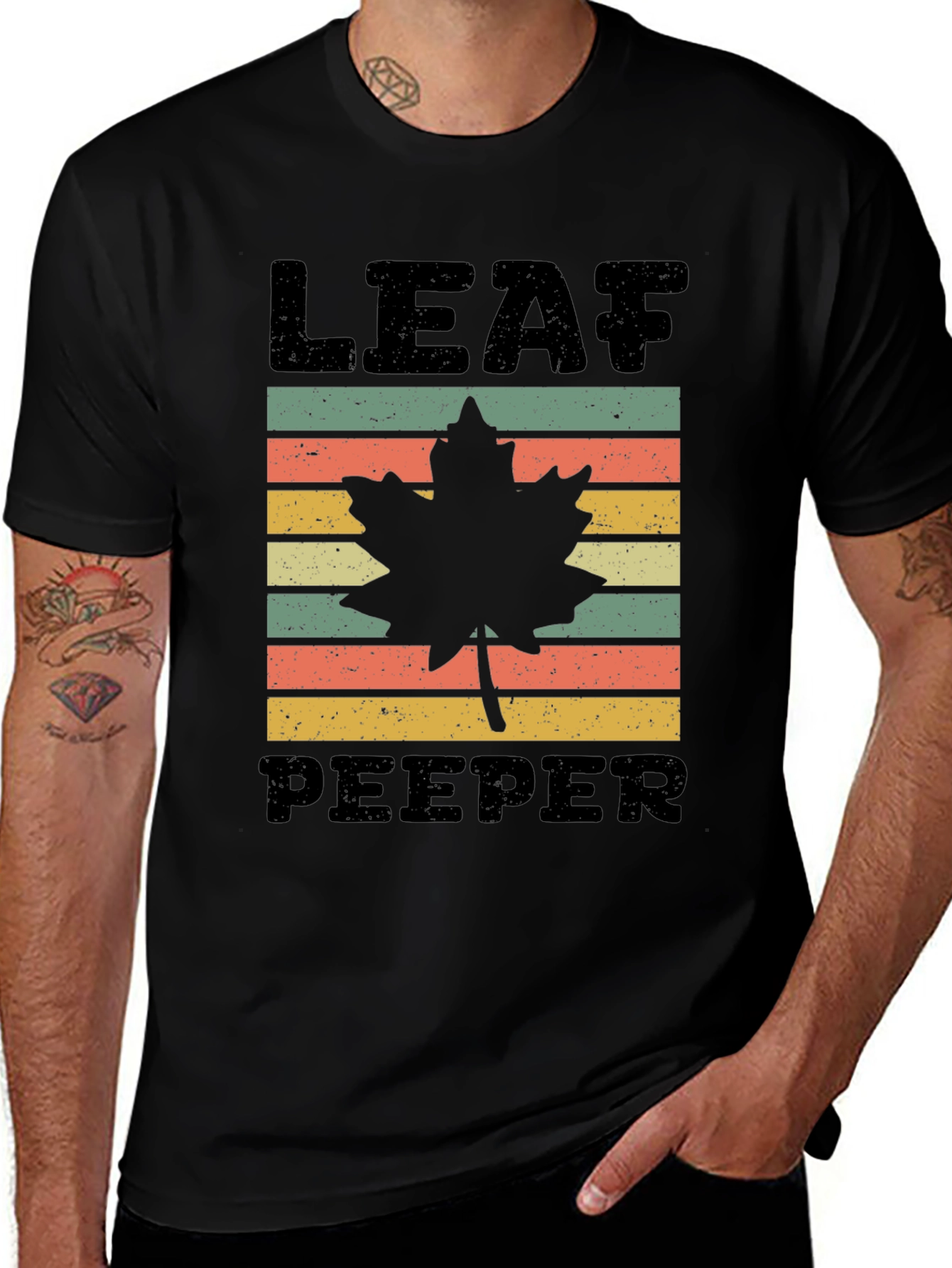 Variant 14 of Leaf Peeper Retro T-Shirt - Autumn Lover Tee