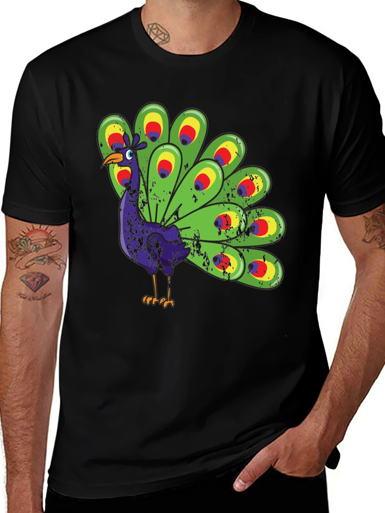 Variant 11 of Peacock Graphic T-Shirt - Quirky Bird Tee