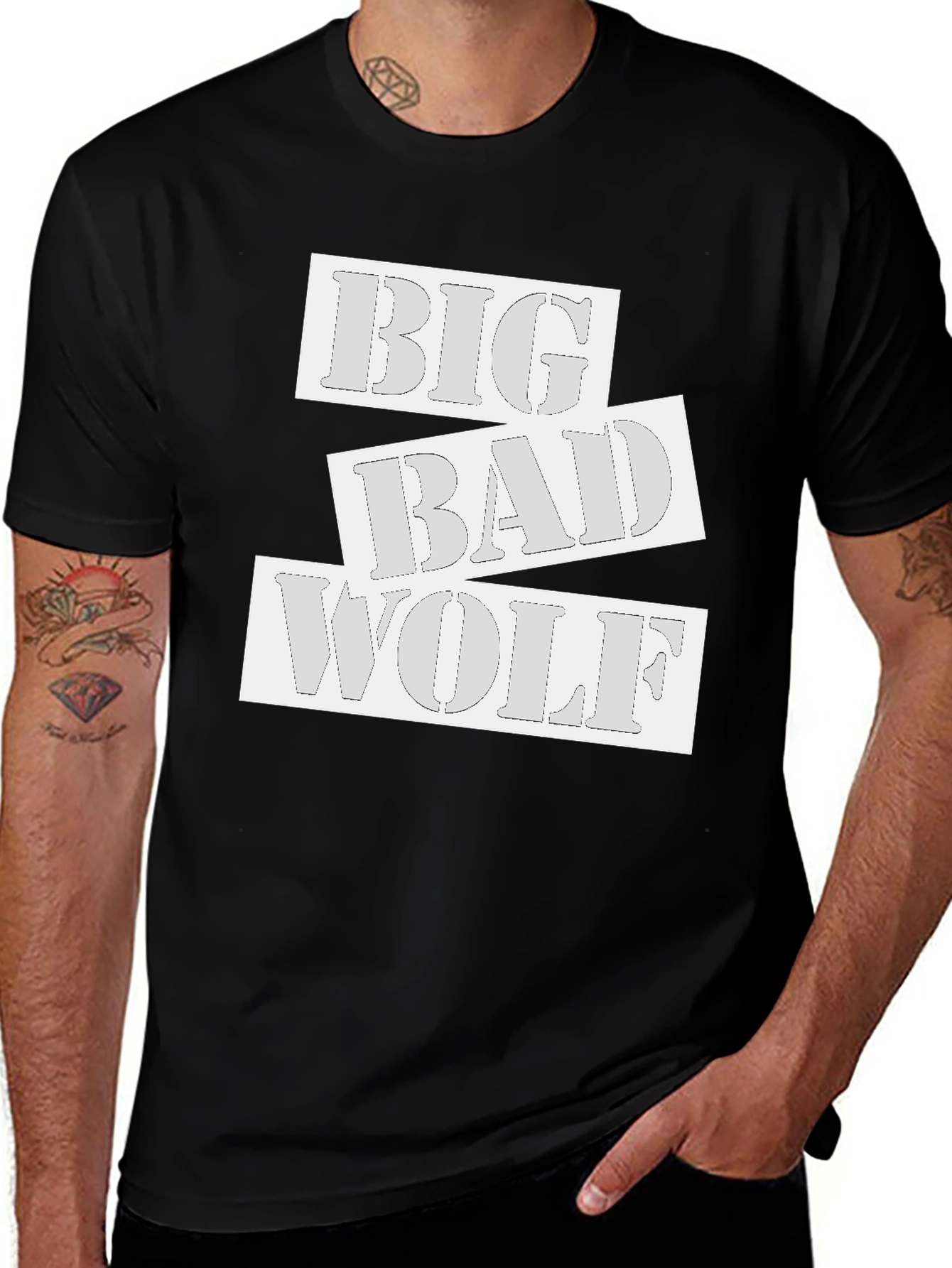 Variant 11 of Big Bad Wolf Graphic T-Shirt - Black Cotton Tee
