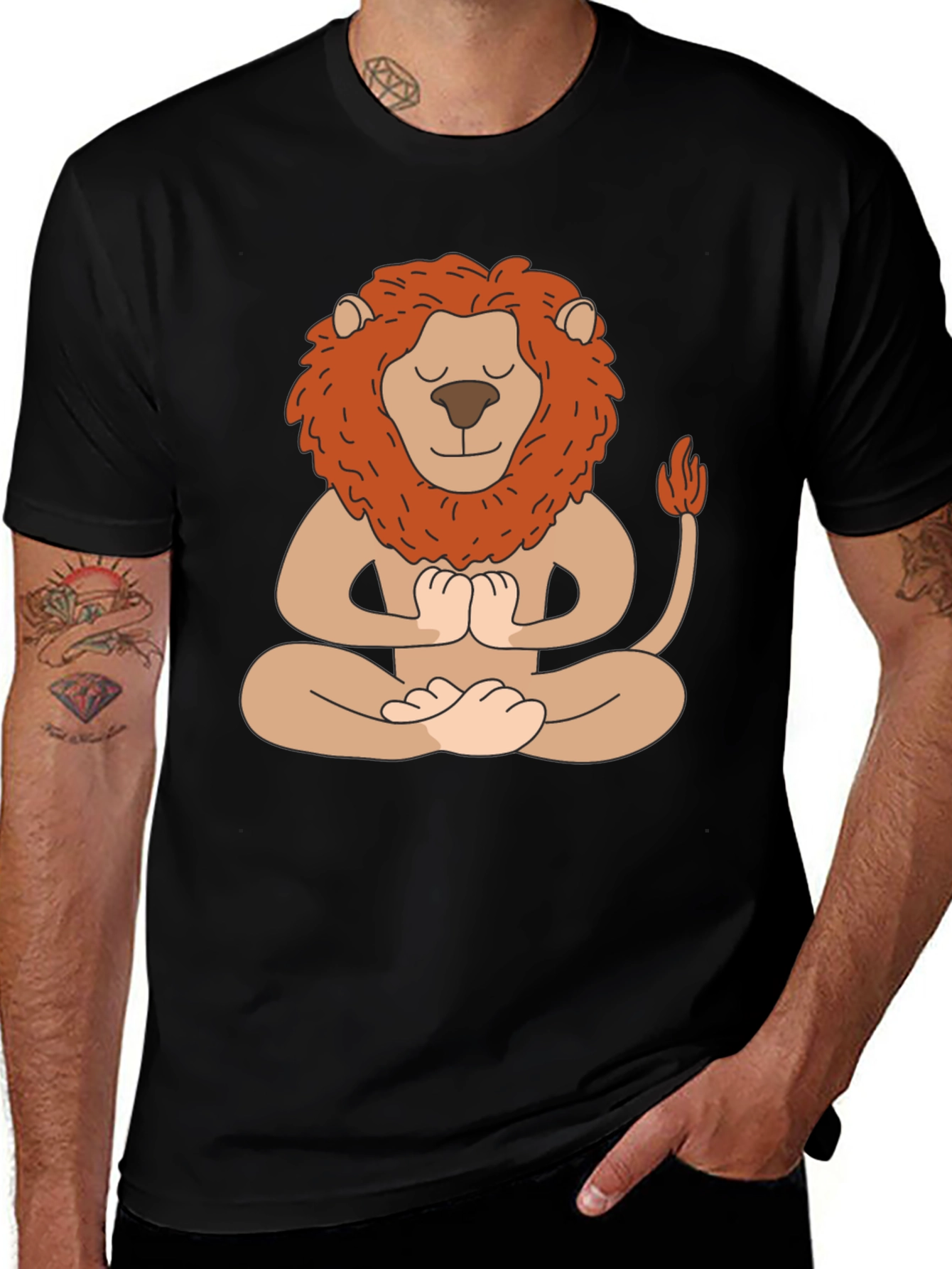 Variant 23 of Meditating Lion Graphic T-Shirt - Black