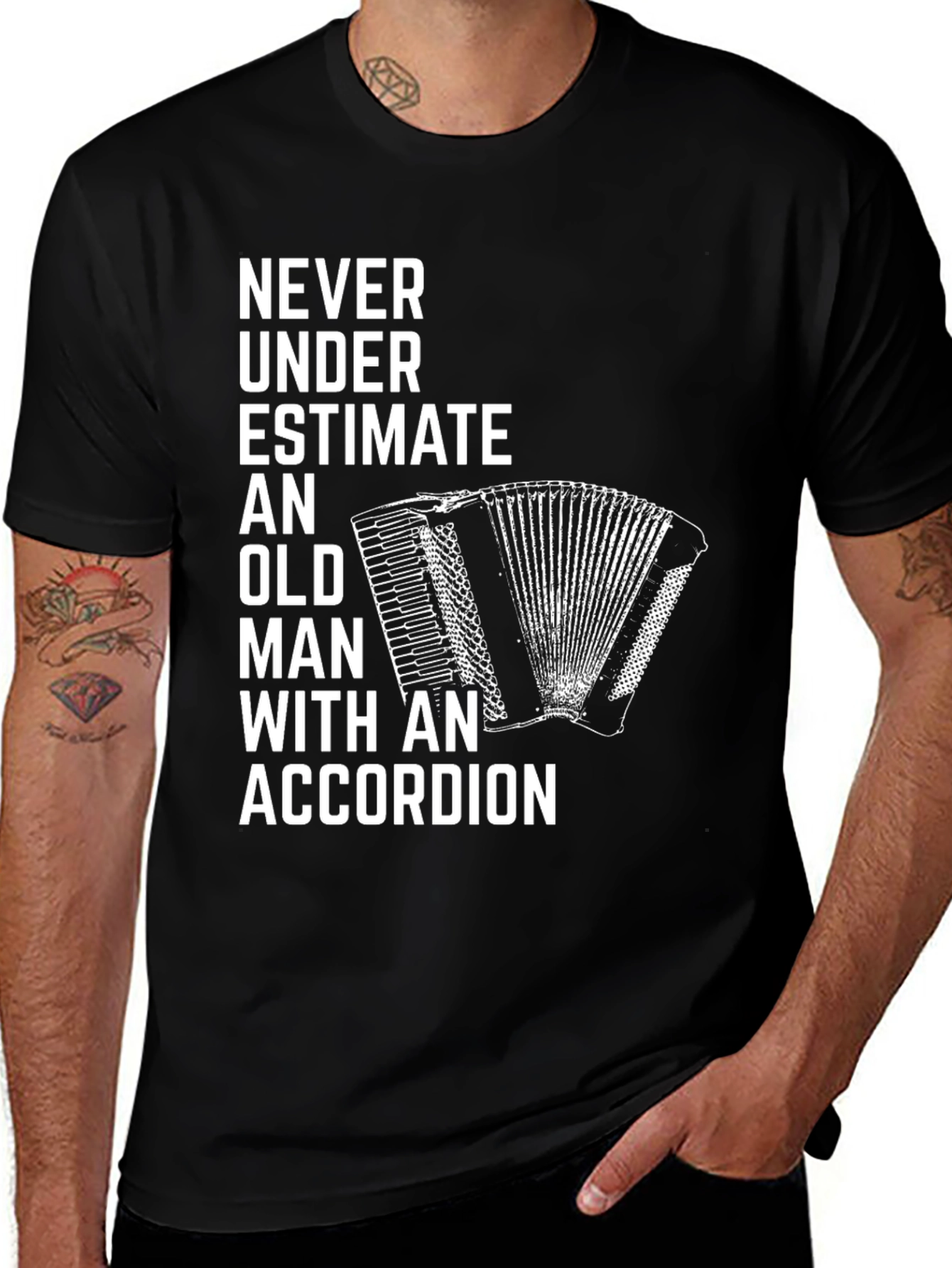 Variant 16 of Never Underestimate Accordion Player T-Shirt