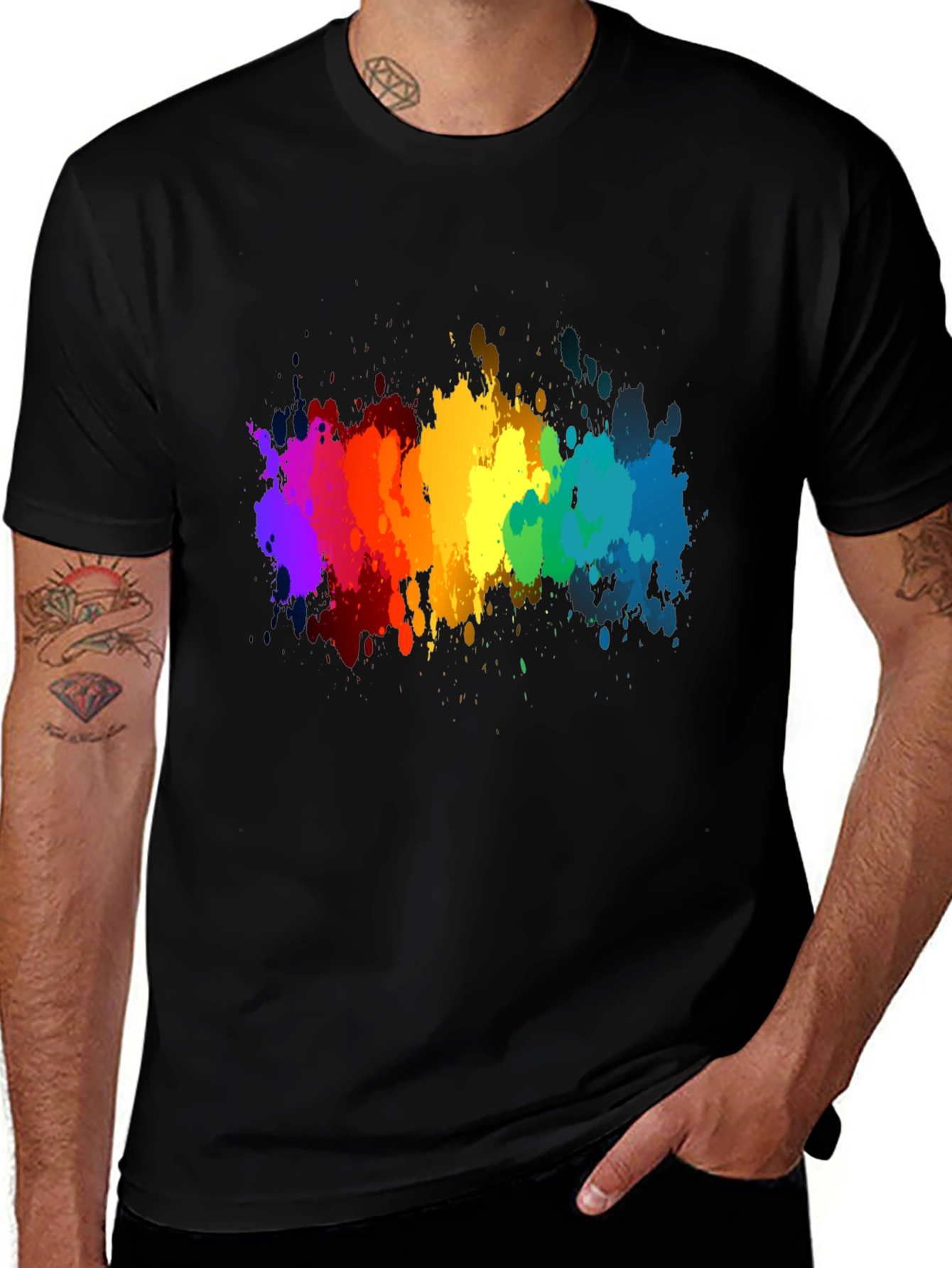 Variant 22 of Rainbow Splatter Black T-Shirt