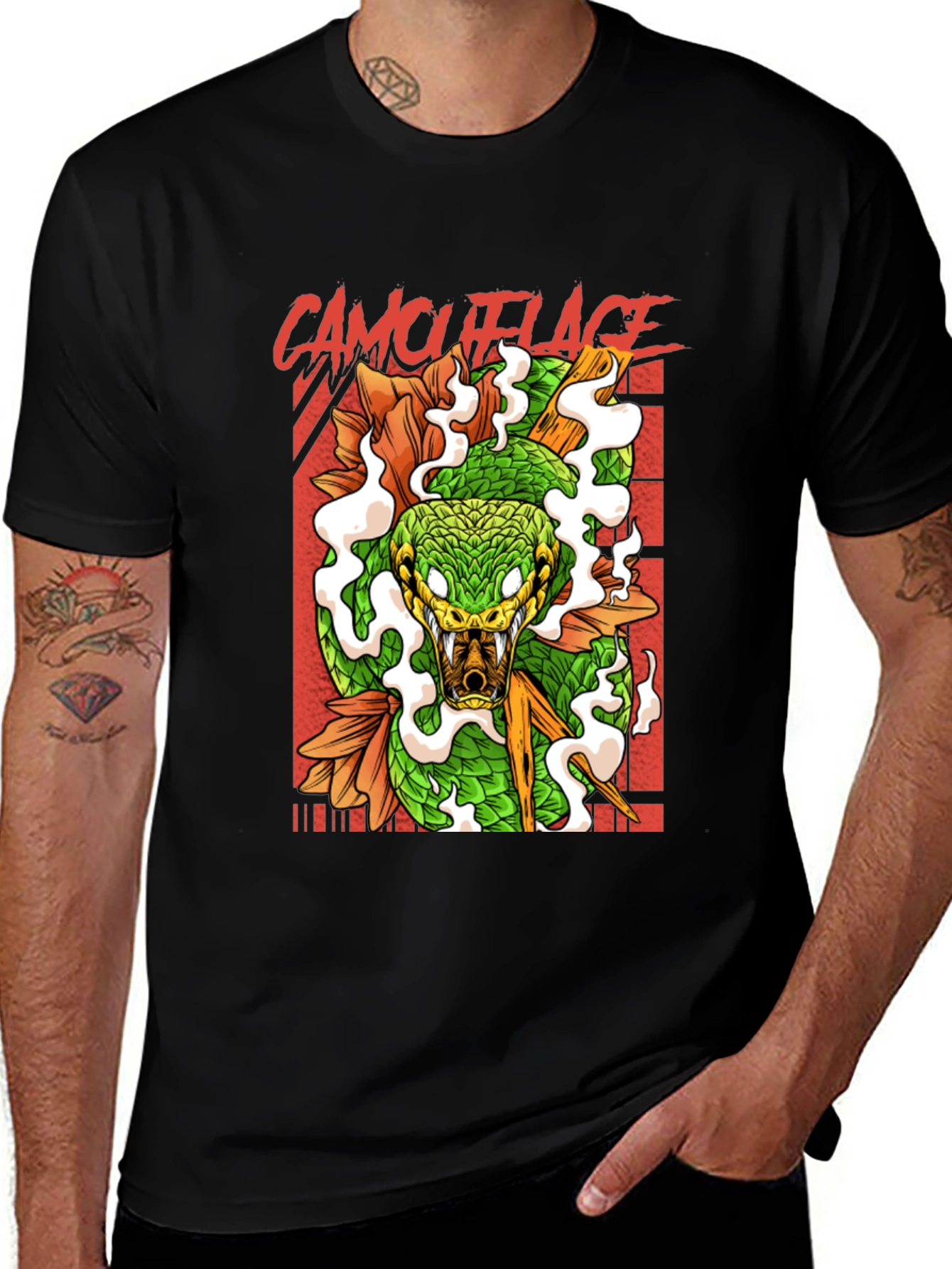 Variant 10 of Men's Camouflage Snake Graphic Tee