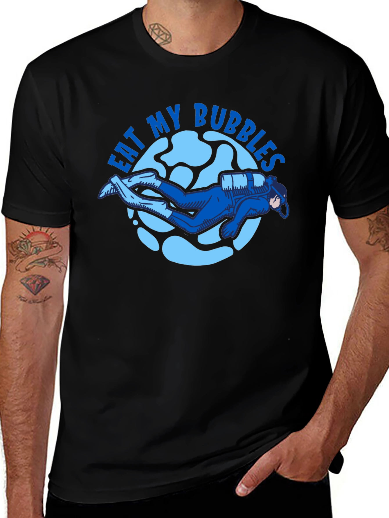 Variant 8 of Eat My Bubbles Scuba Diver T-Shirt - Black
