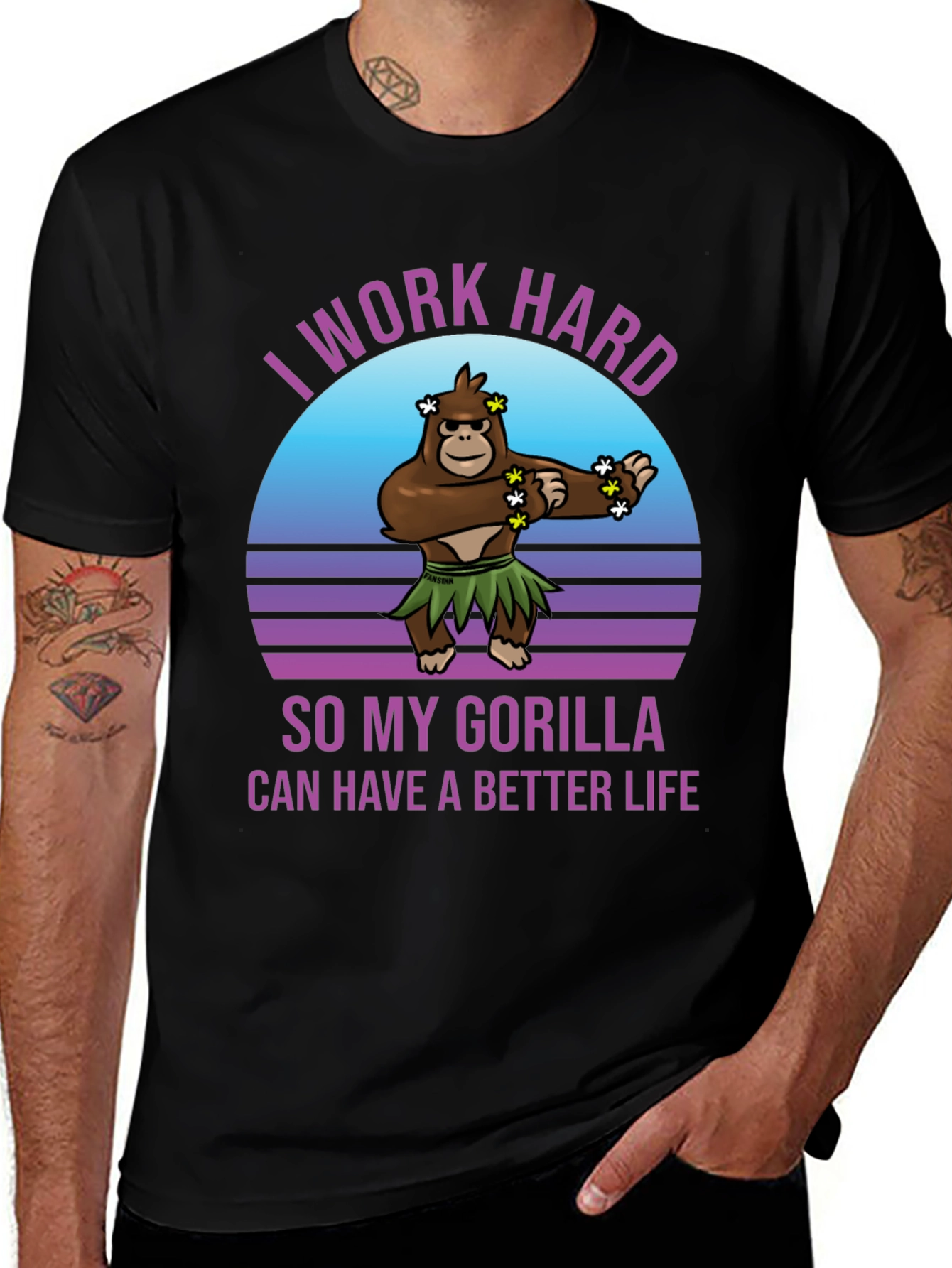 Black Work Hard Gorilla Better Life T-Shirt main image