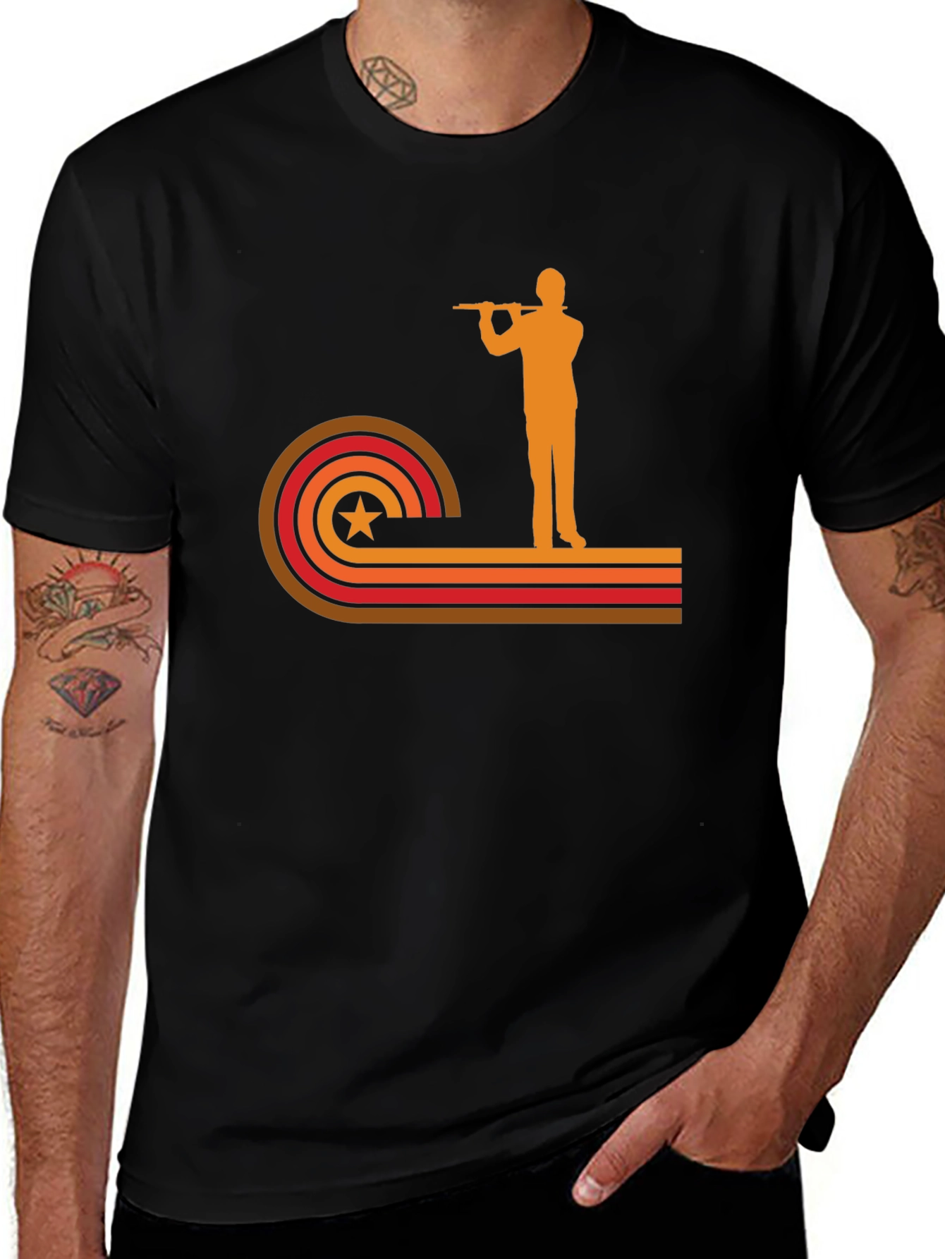 Variant 13 of Retro Flute Player Graphic Tee