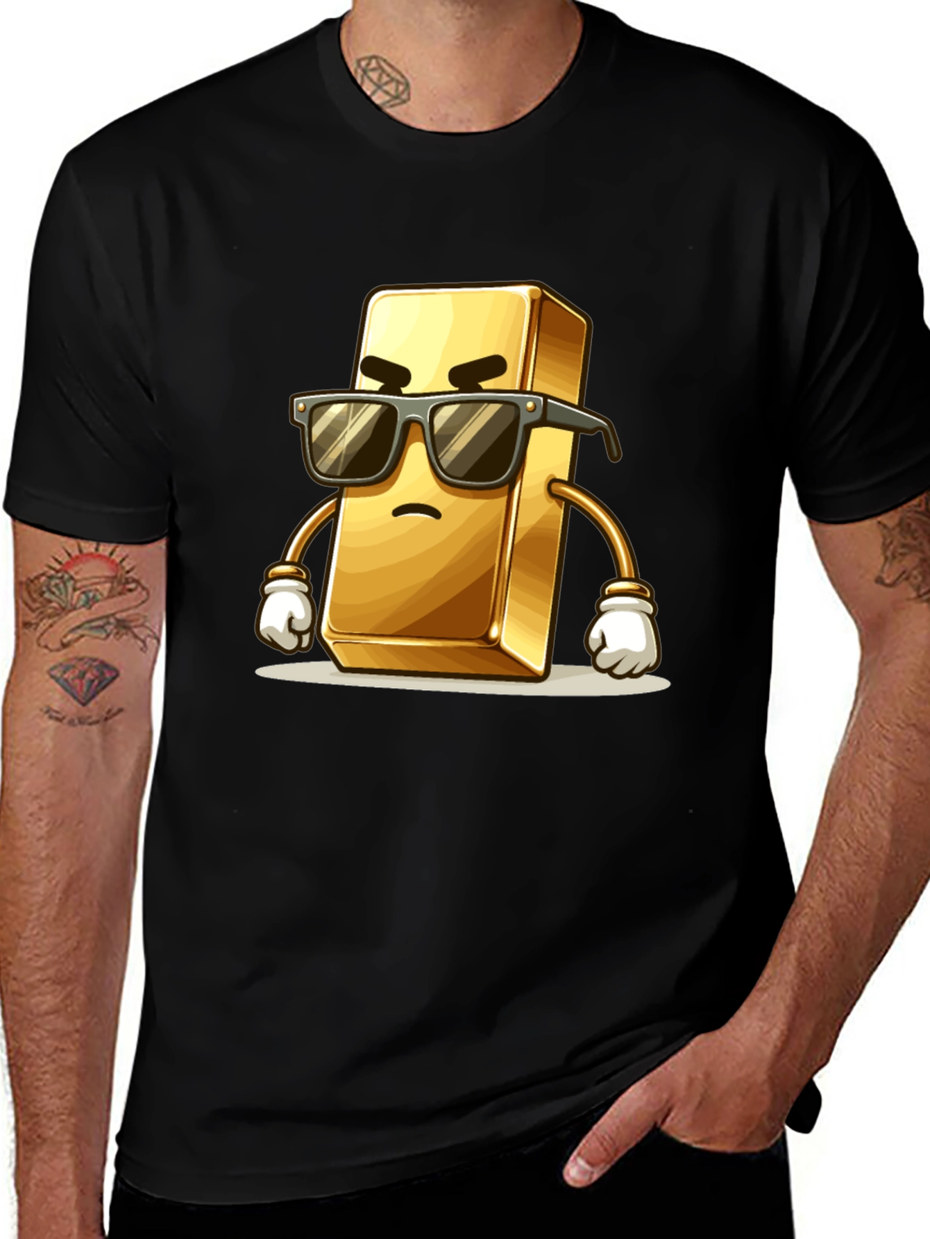 Variant 21 of Cool Gold Bar Cartoon Graphic T-Shirt