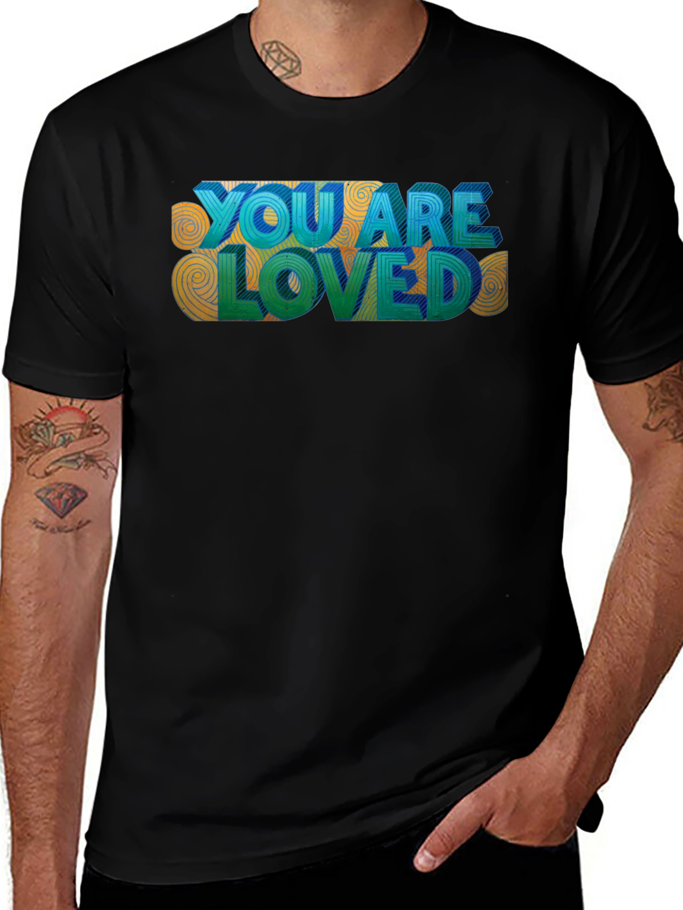 Variant 26 of You Are Loved Graphic Tee - Black T-Shirt