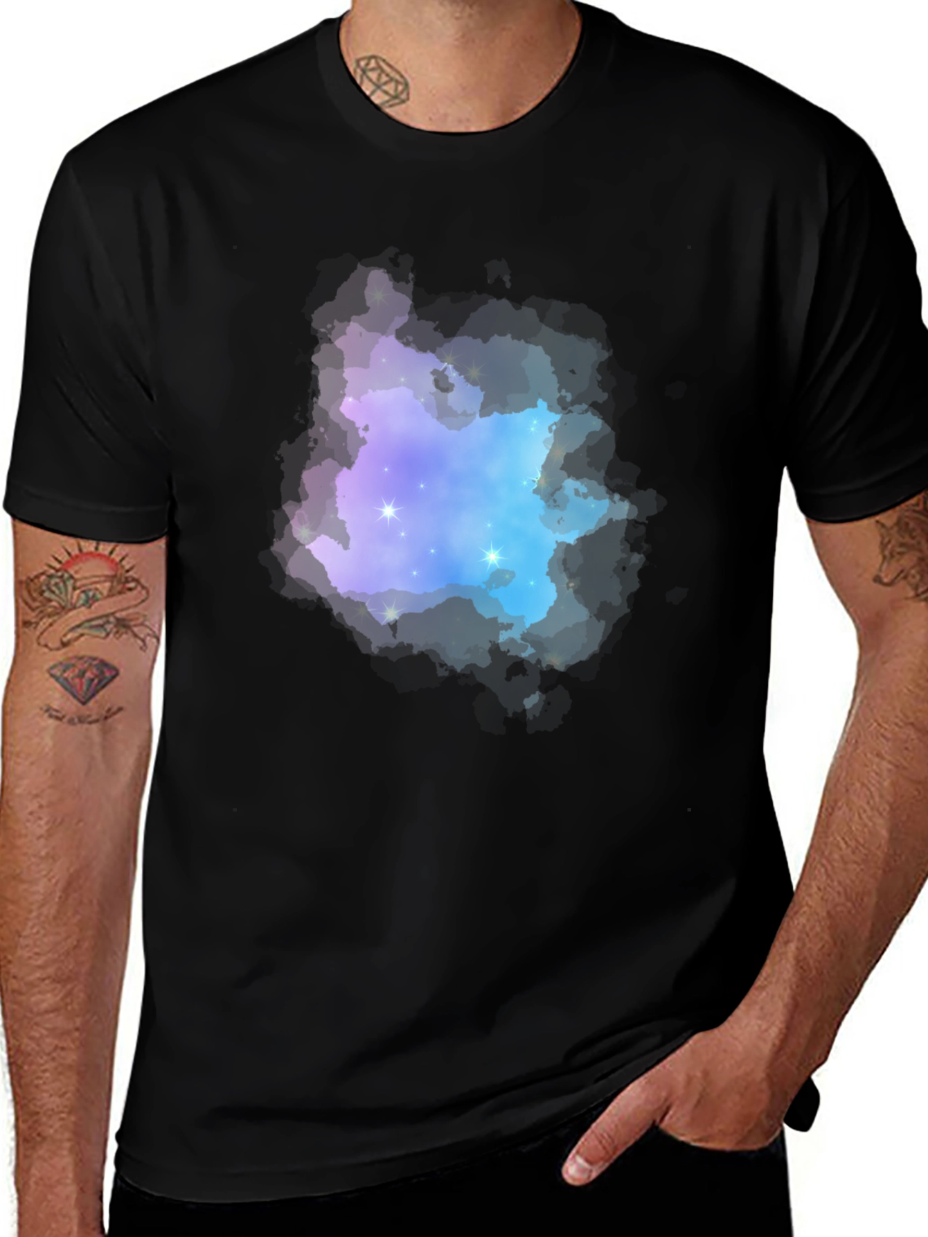 Variant 14 of Galaxy Nebula Graphic Black T-Shirt