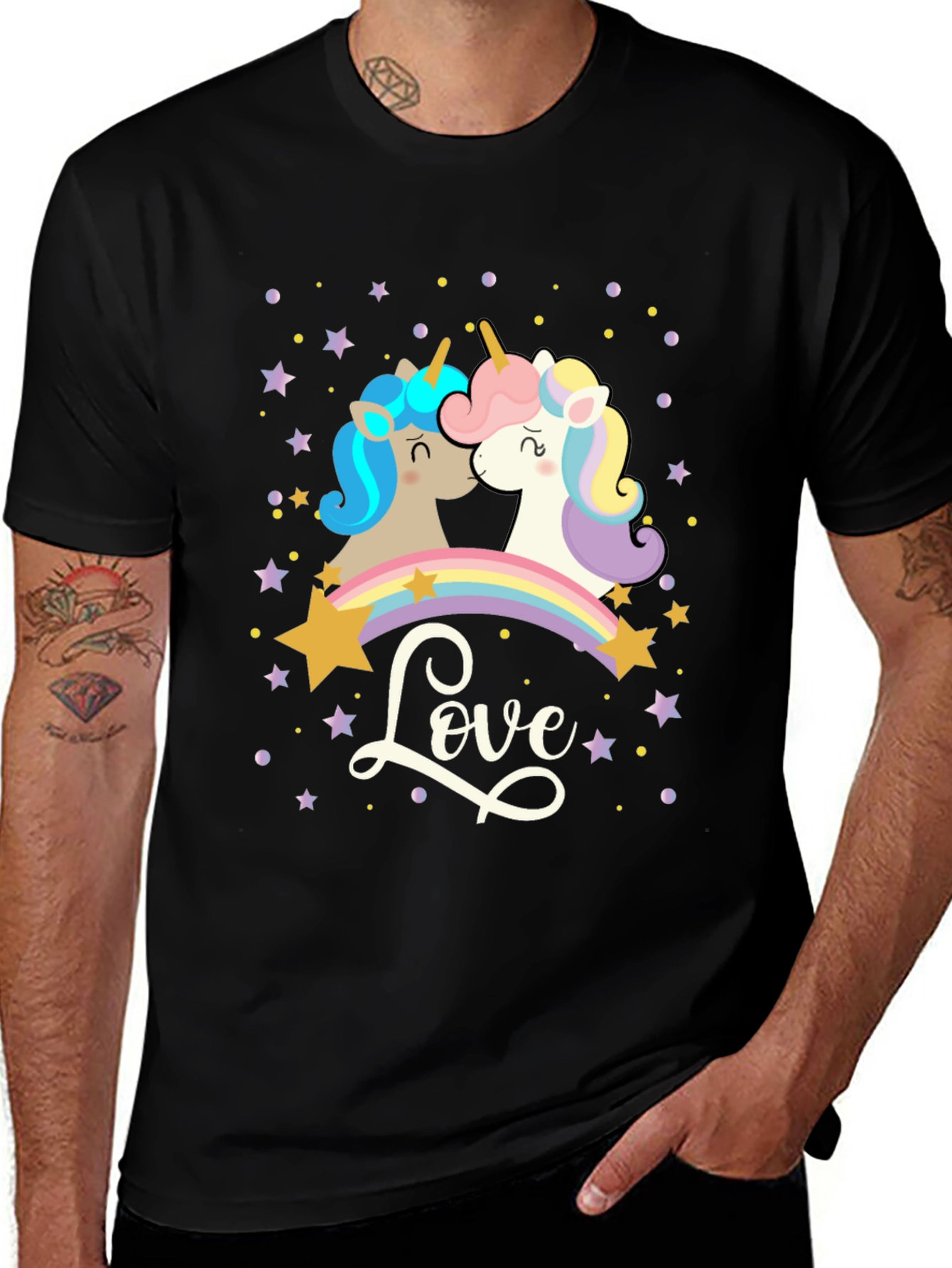 Variant 17 of Unicorn Love T-Shirt: Magical Rainbow Design