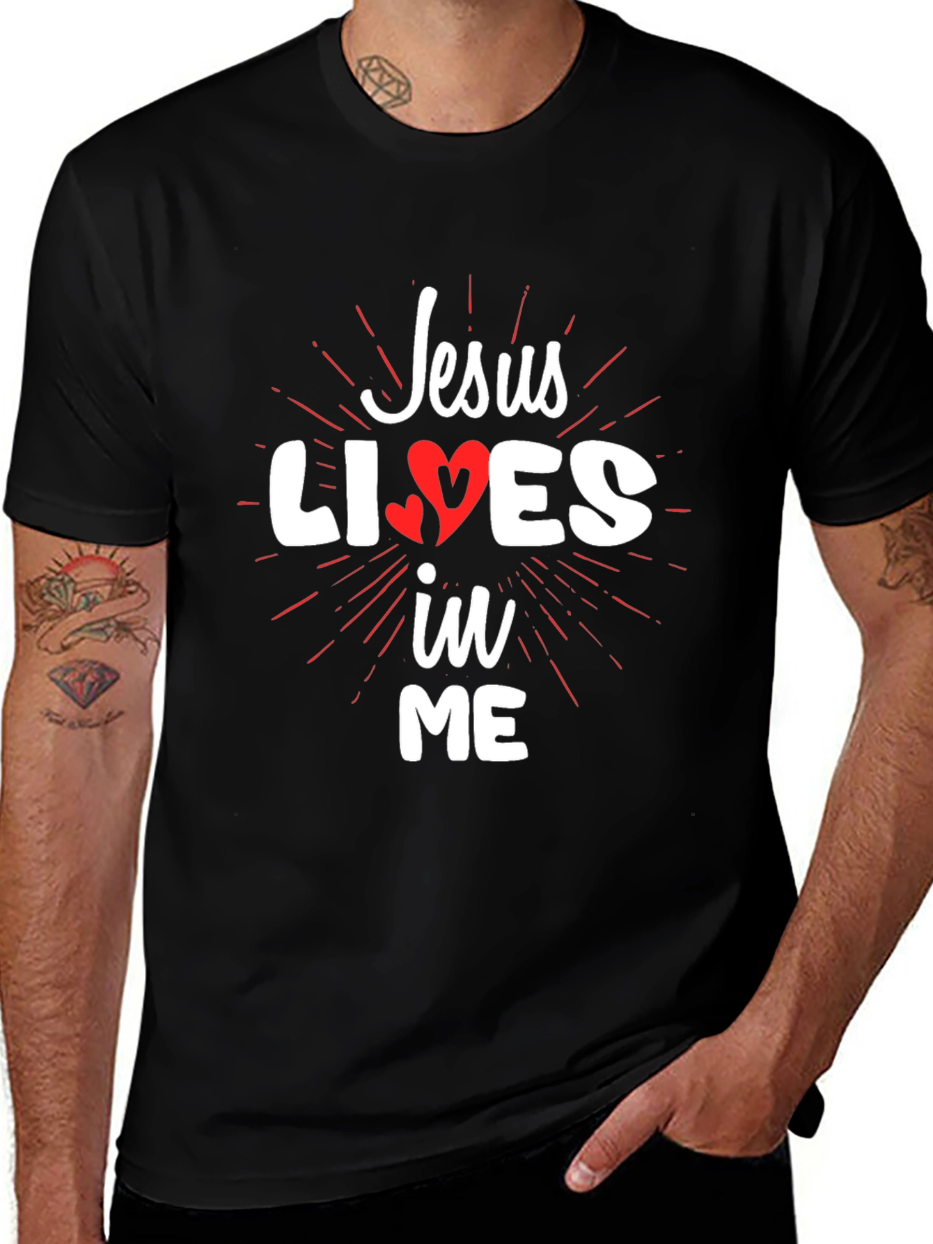 Jesus Lives In Me Black Graphic Tee