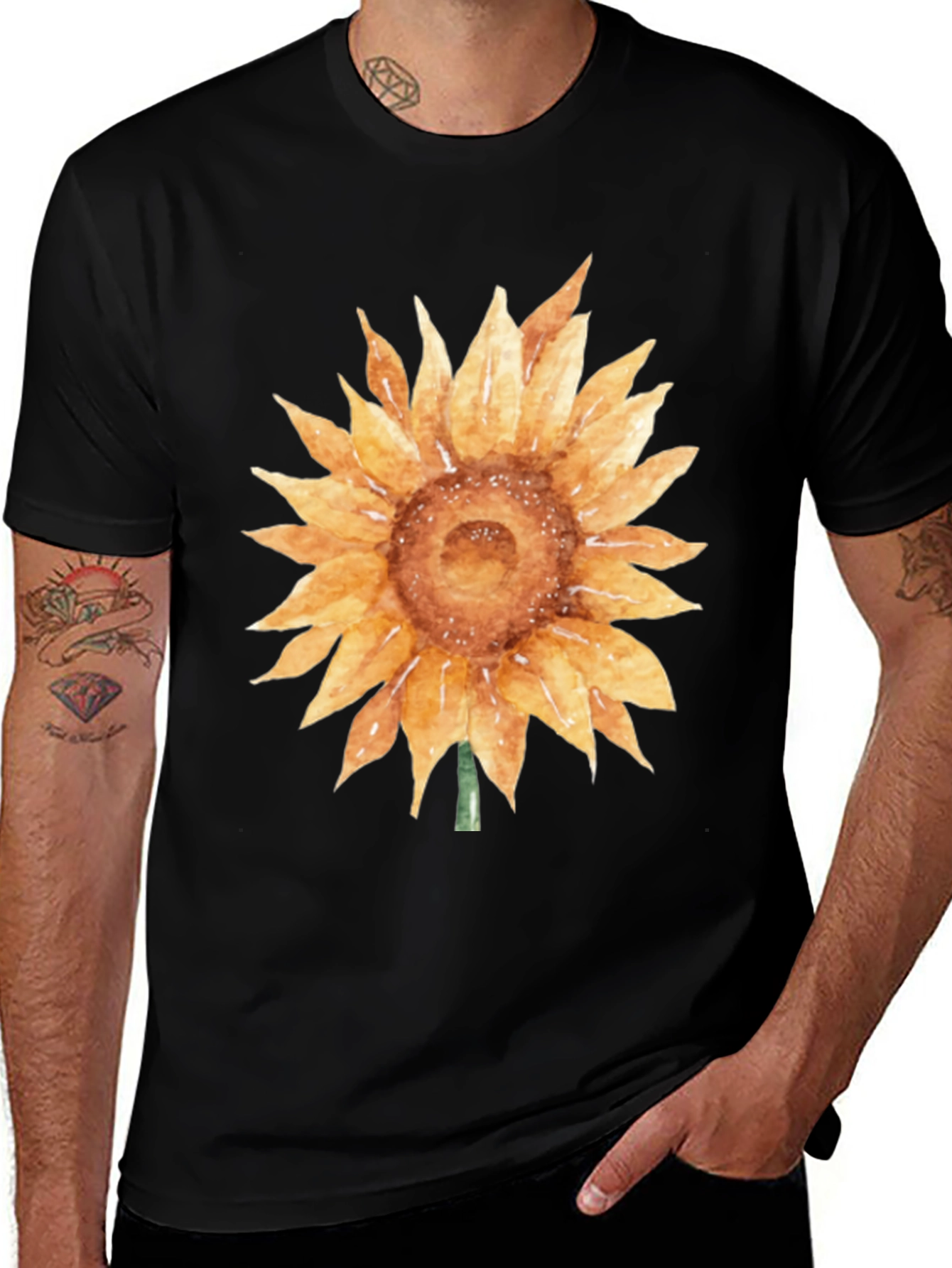 Variant 10 of Sunflower Graphic Tee - Soft Cotton Black T-Shirt