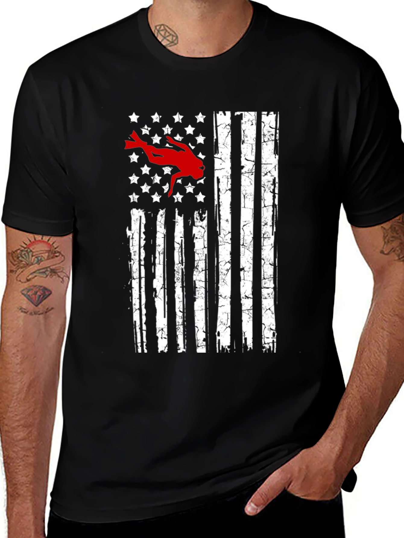 Variant 13 of Diver USA Flag Graphic T-Shirt