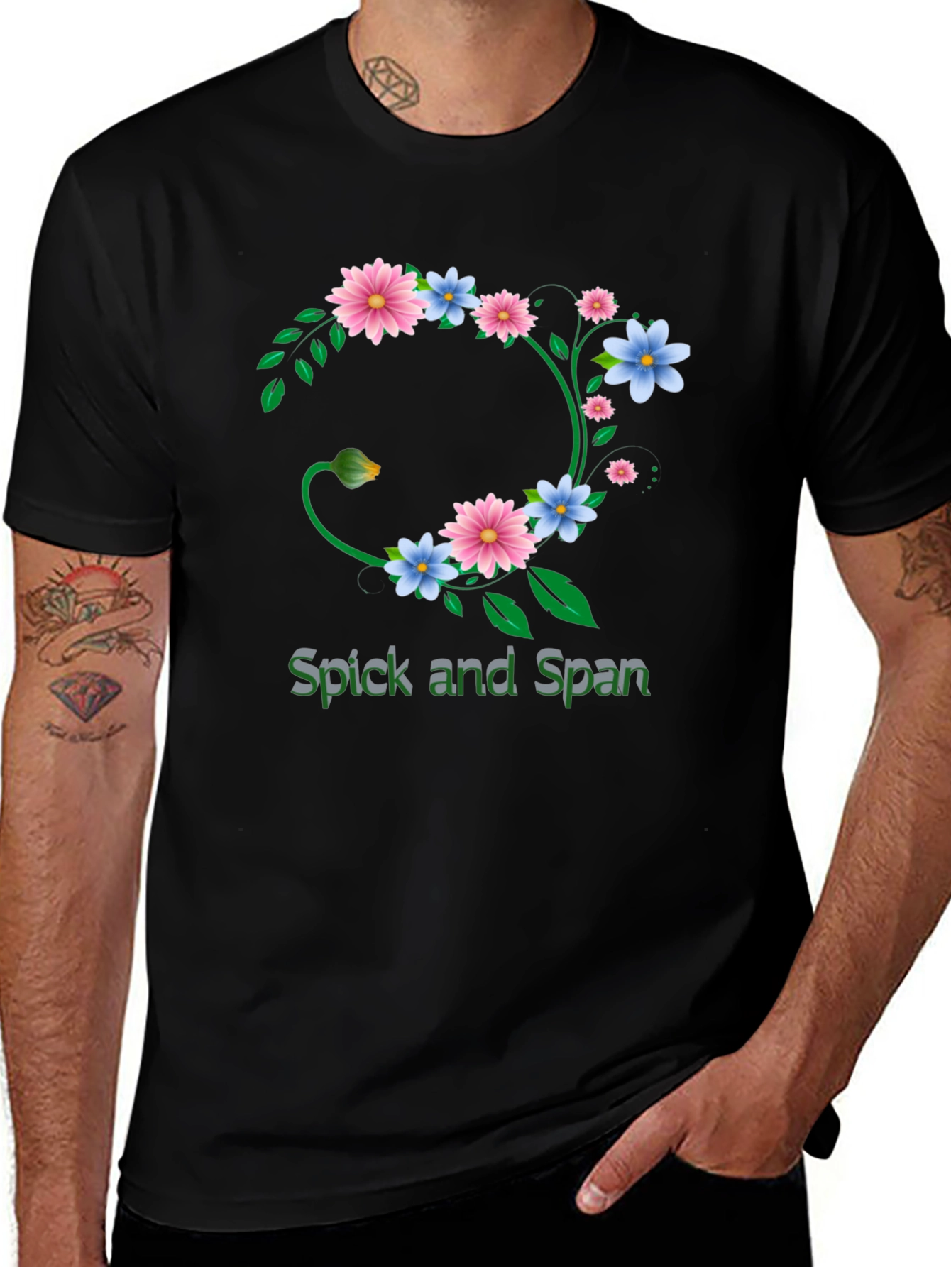Variant 30 of Floral Spick and Span Black T-shirt