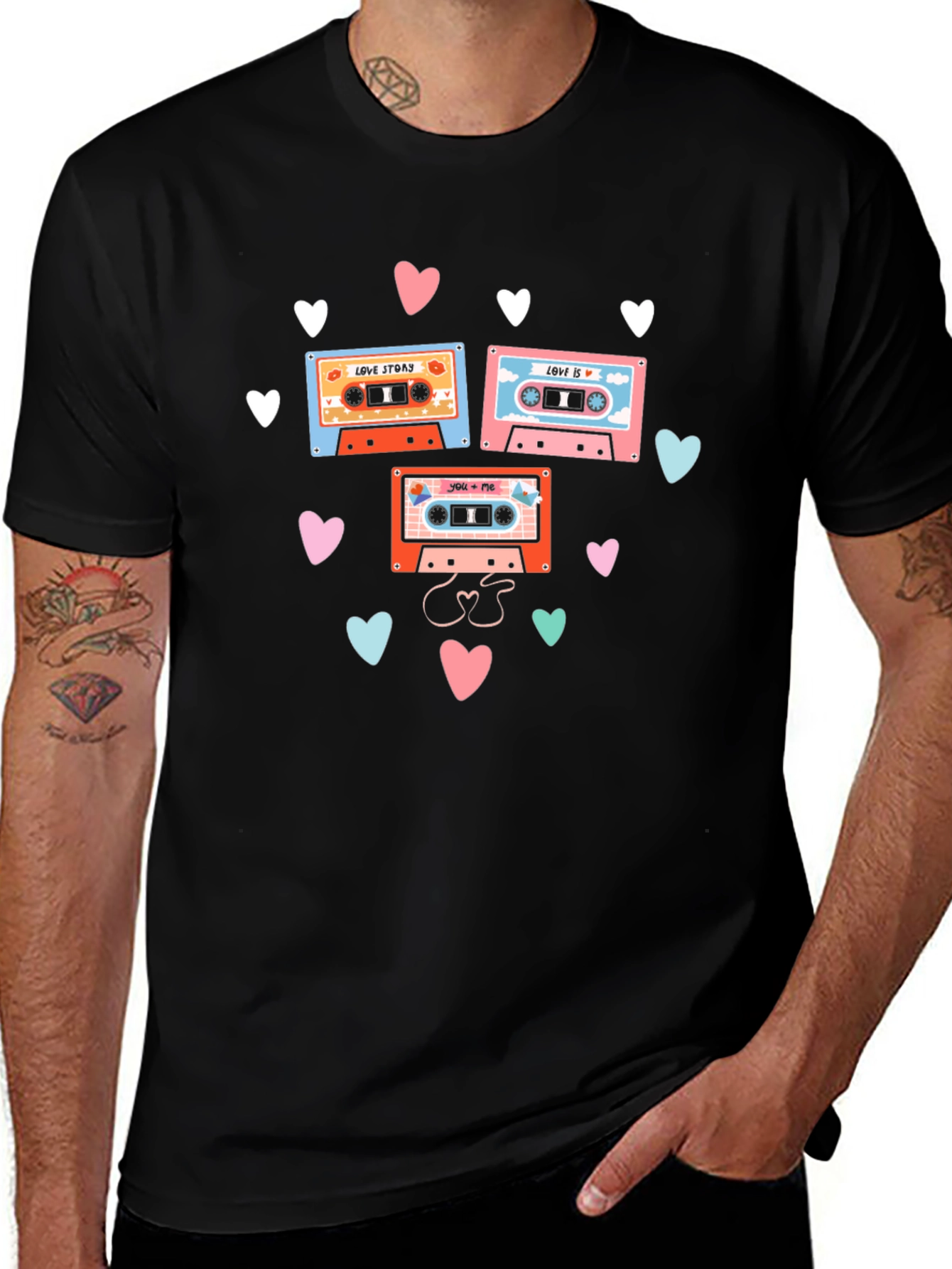 Black Retro Mixtape Love Story Graphic Tee main image