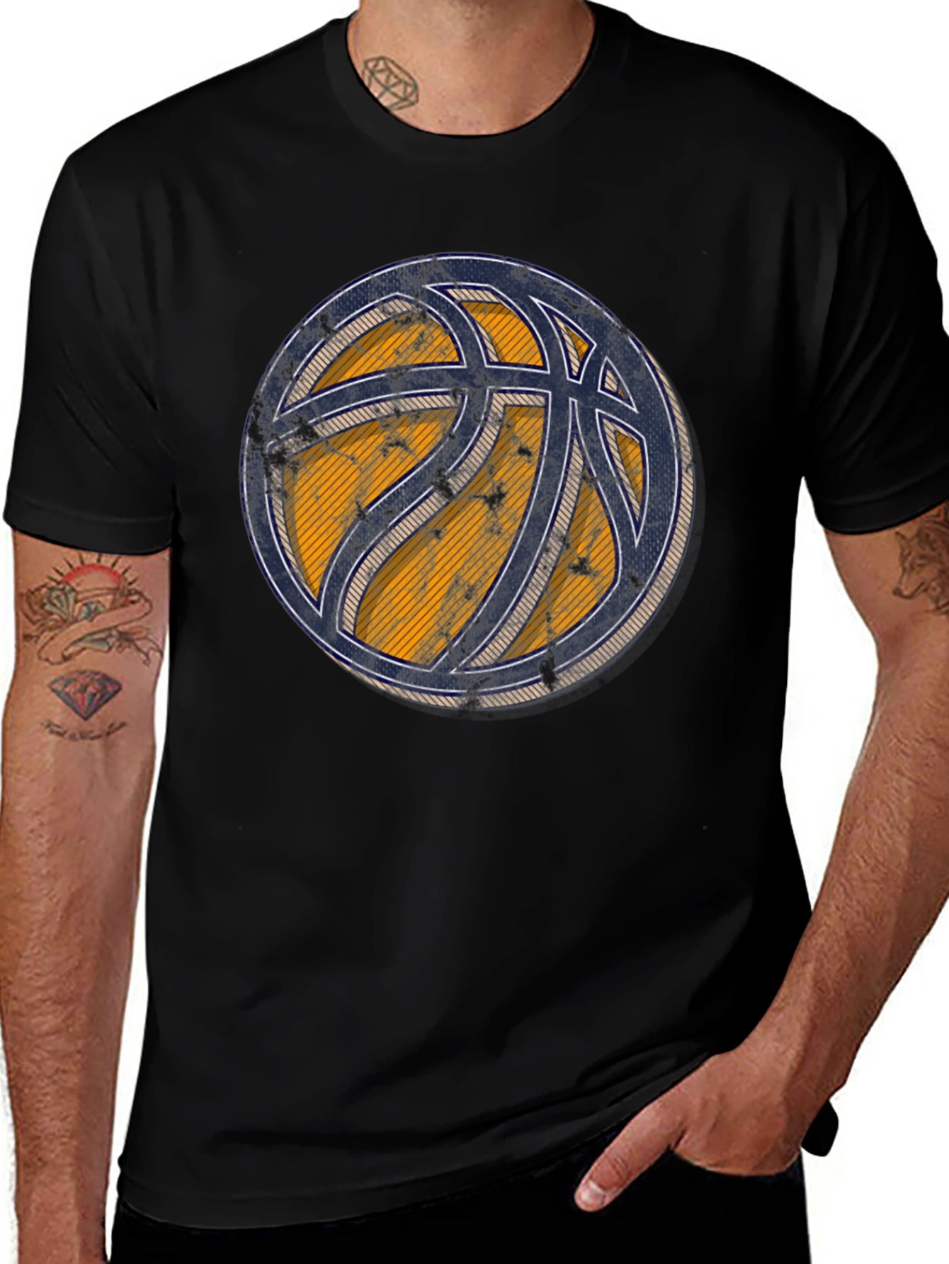 Variant 19 of Vintage Basketball Graphic Tee - Black