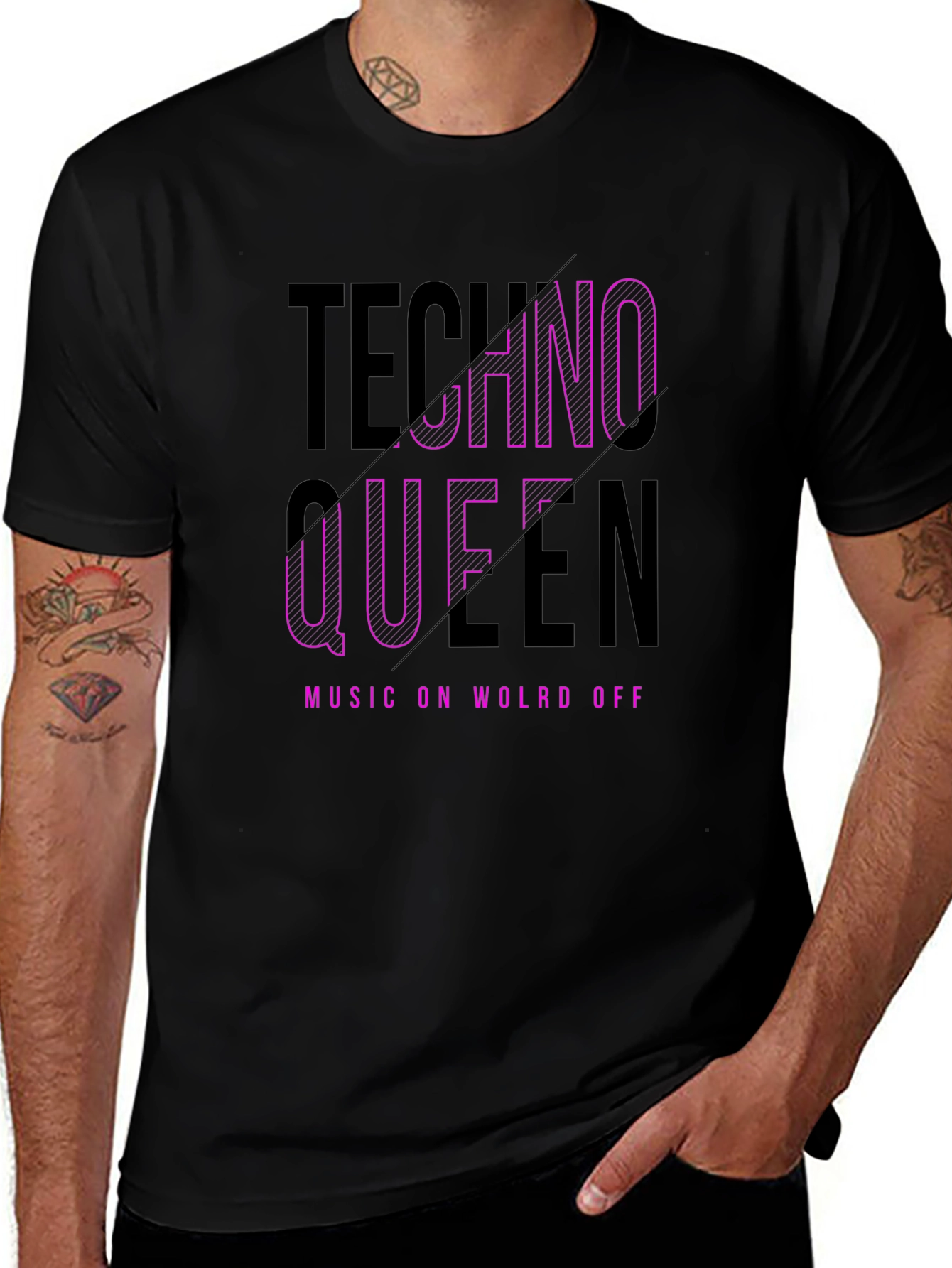Techno Queen Graphic Black T-Shirt