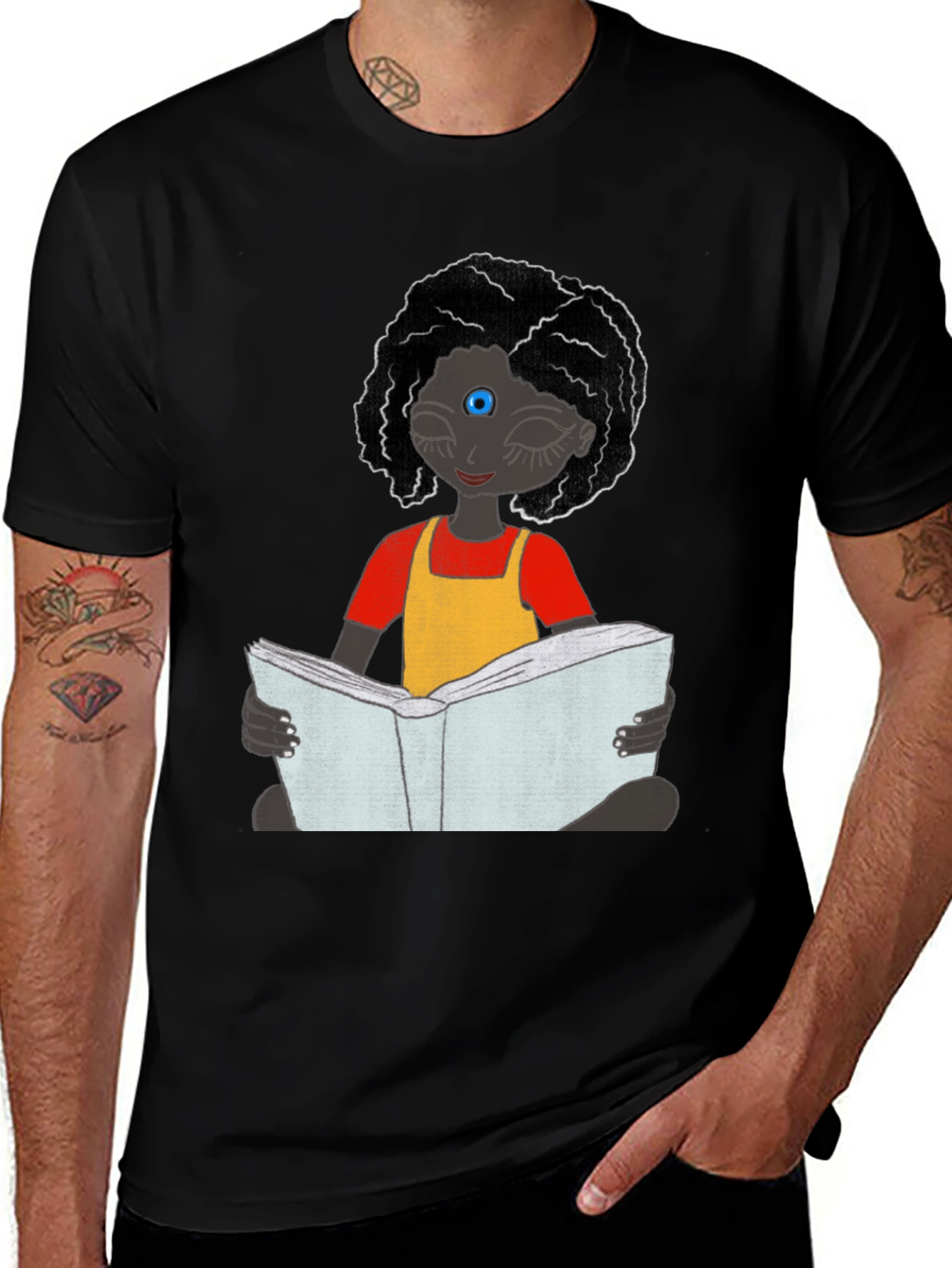 Variant 27 of Reading Girl Graphic Tee - Unique Design