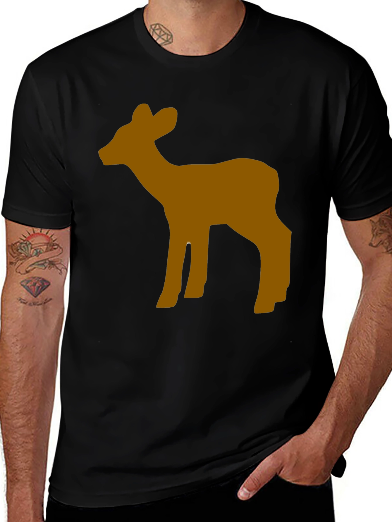 Variant 28 of Deer Graphic Tee - Casual Black Cotton T-Shirt
