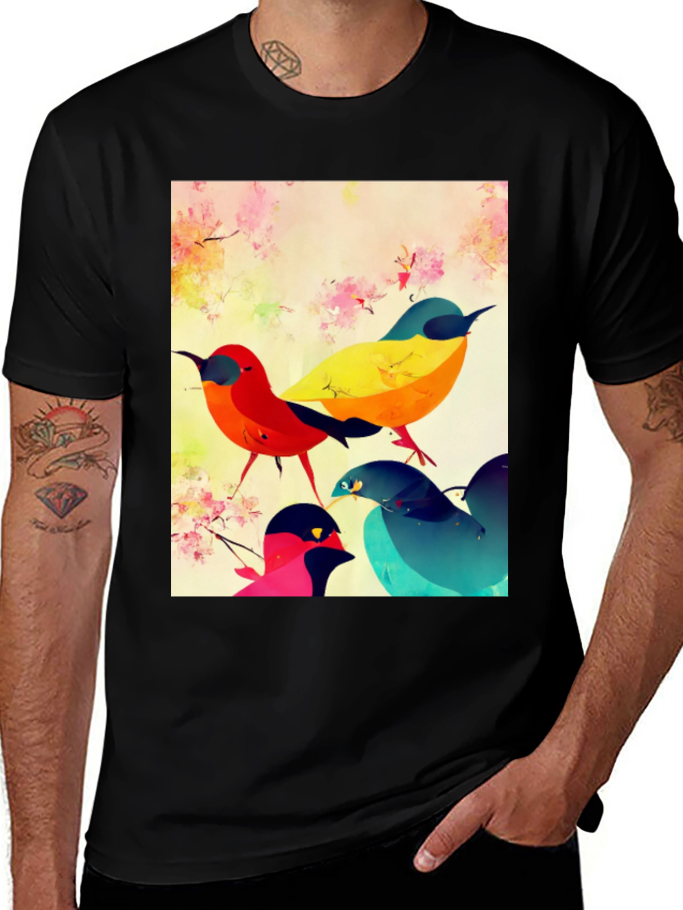 Colorful Birds Graphic Tee - Nature Lover's T-Shirt