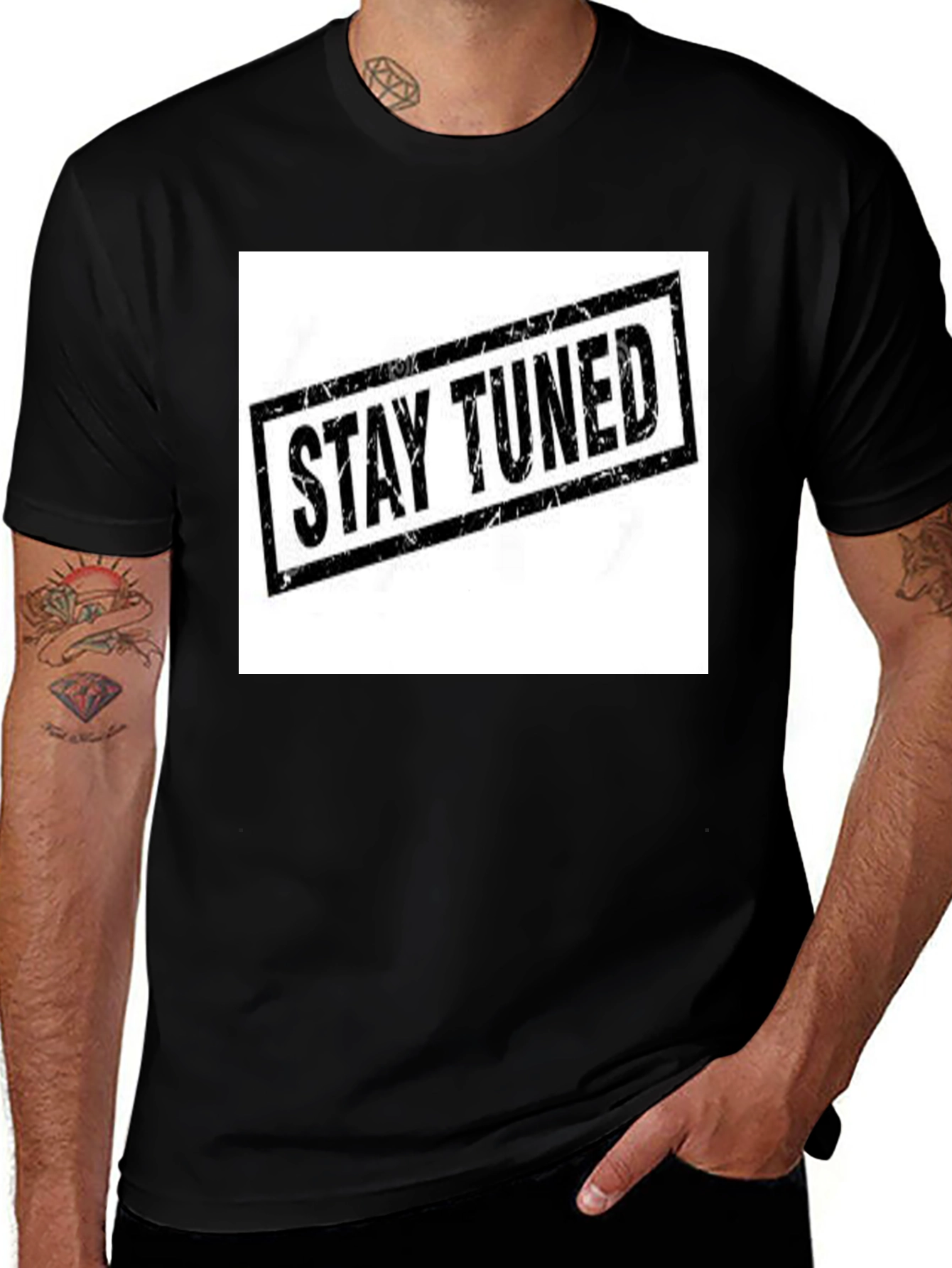 Variant 25 of Stay Tuned Graphic Tee - Black Casual T-Shirt