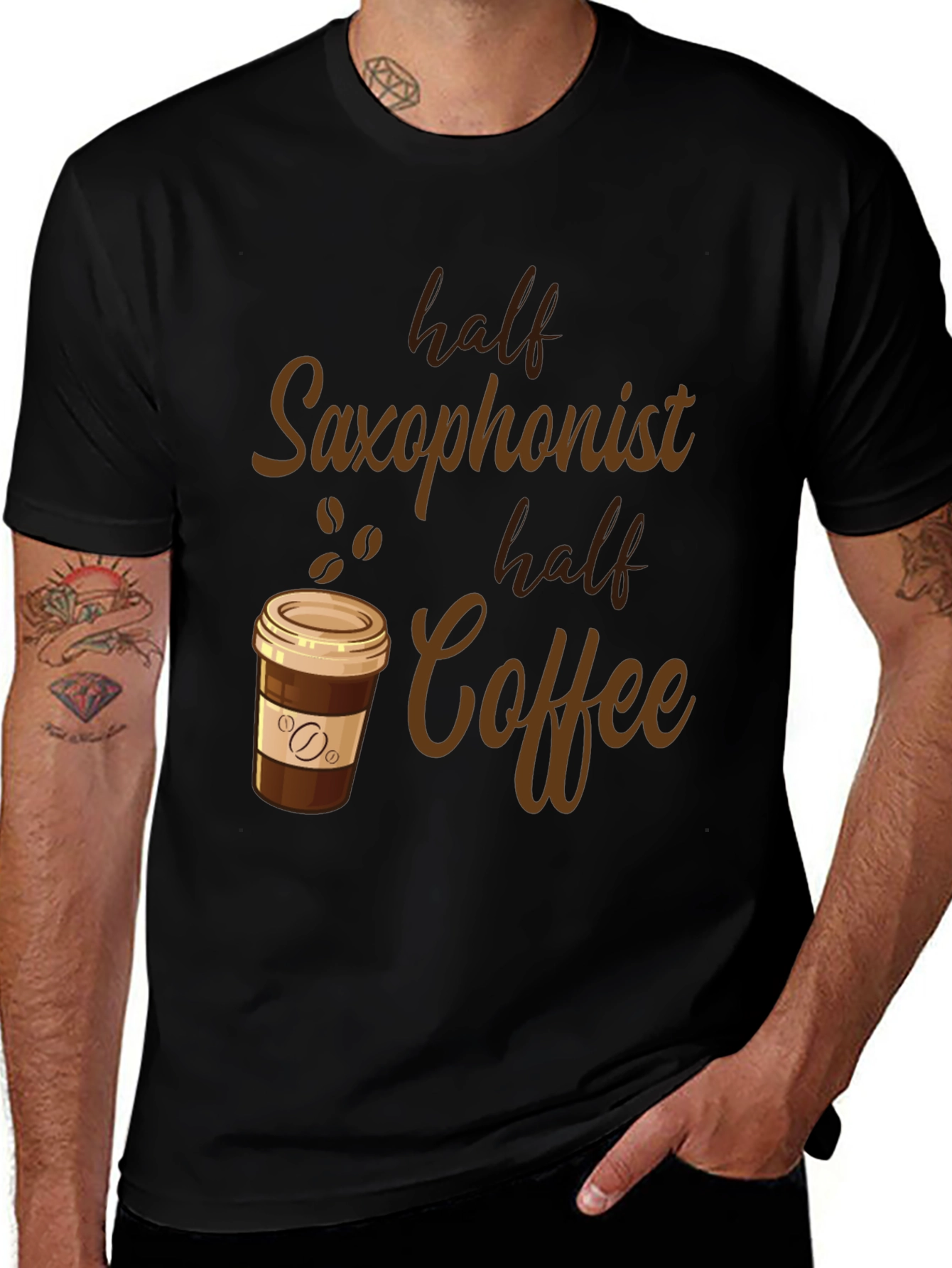 Variant 17 of Half Saxophonist Half Coffee Graphic Tee