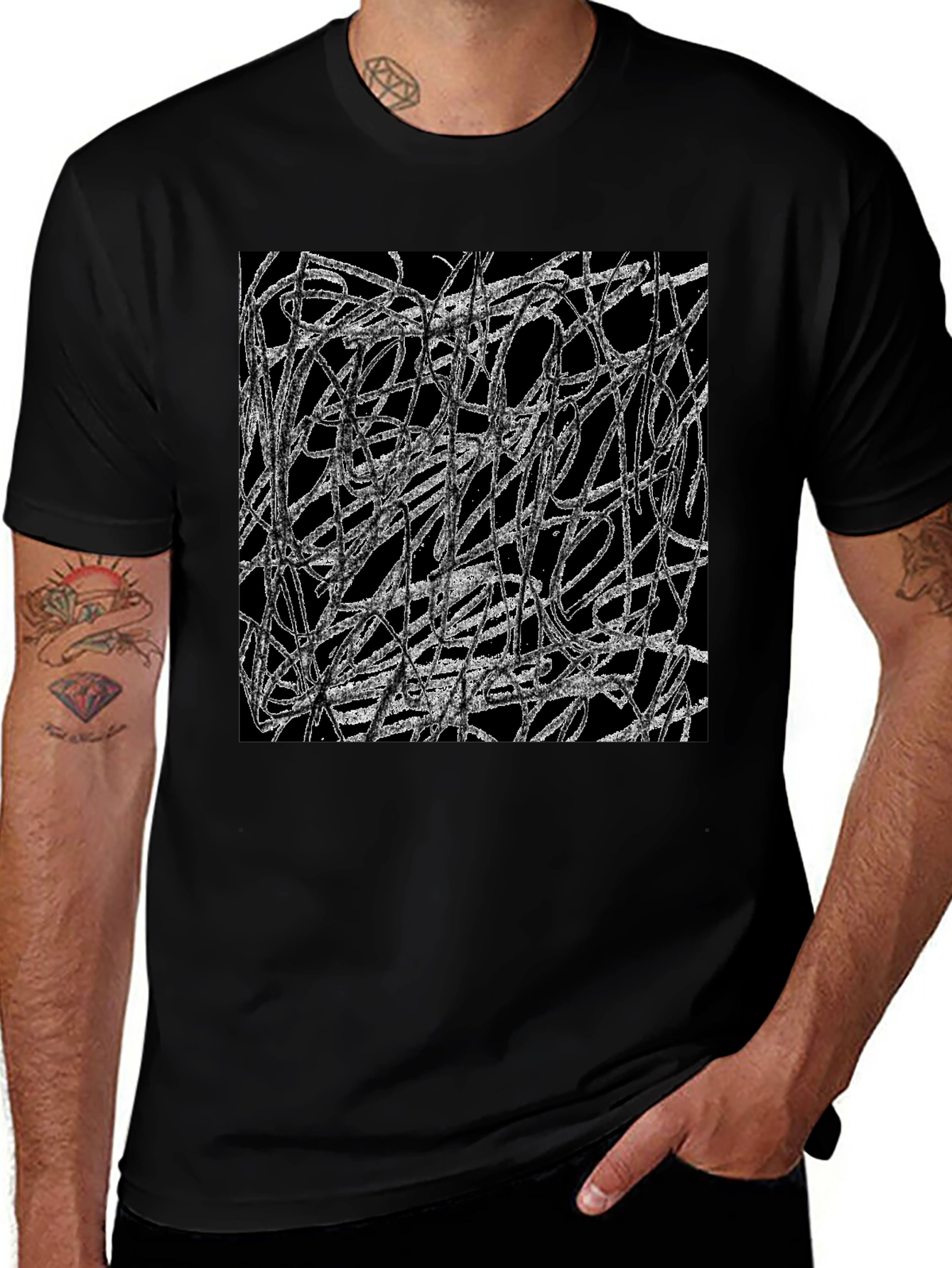 Variant 3 of Abstract Lines Graphic Black T-Shirt