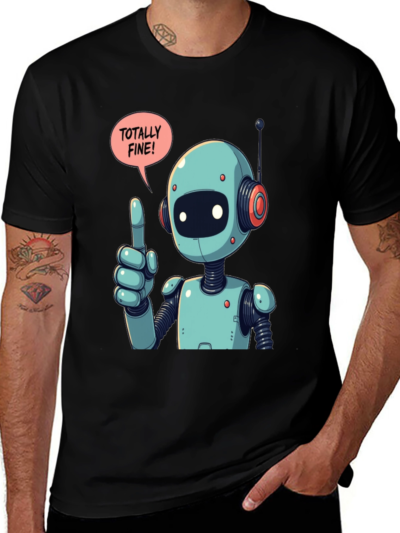 Variant 19 of Totally Fine Robot Graphic Tee