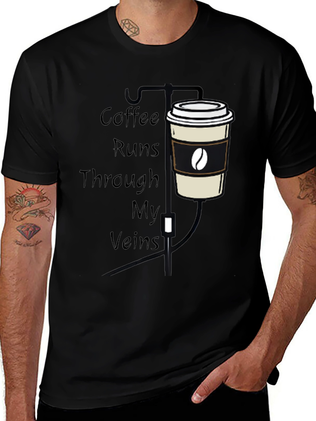 Variant 25 of Coffee Runs Through My Veins Graphic Tee