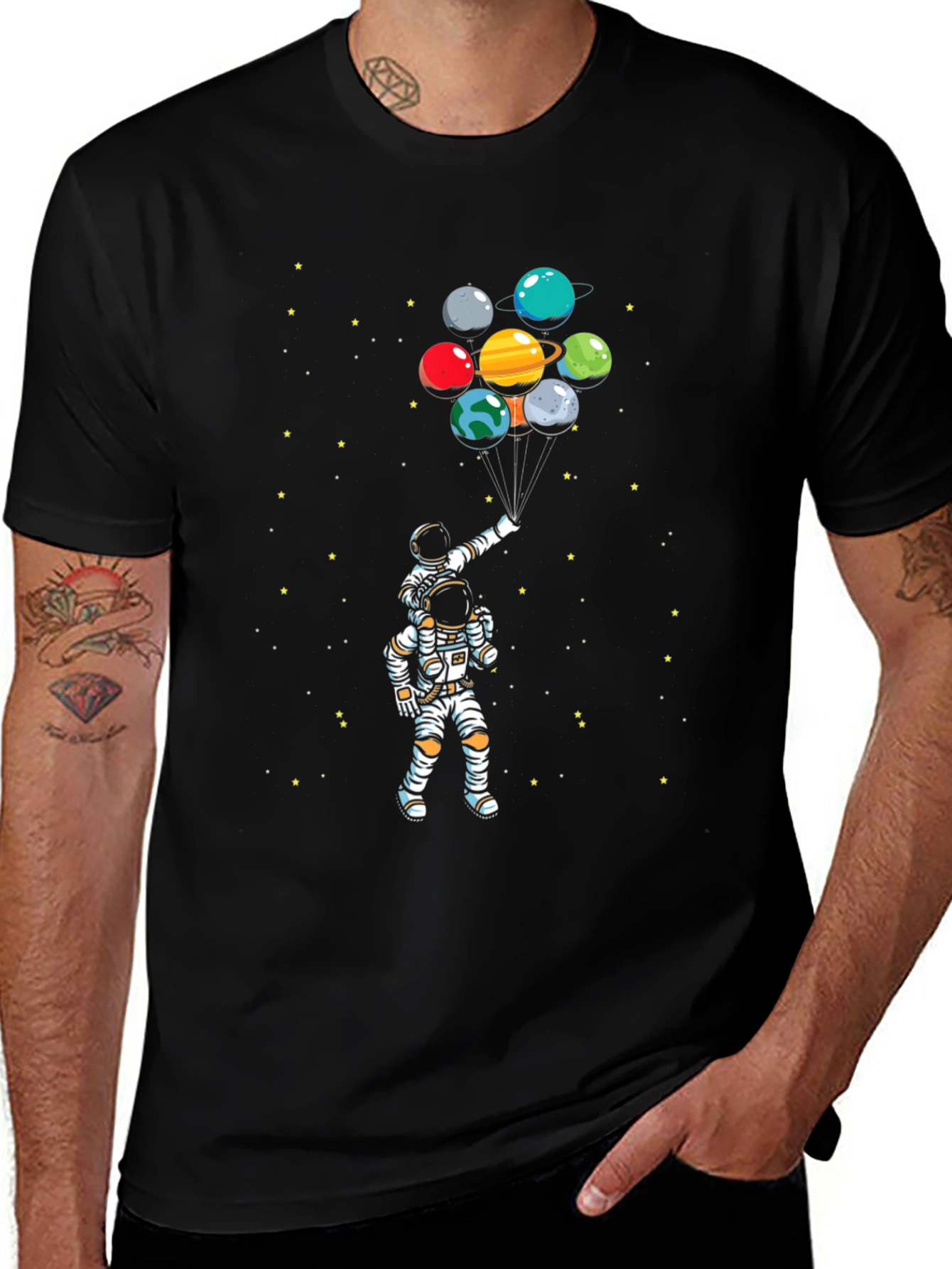 Astronaut Planet Balloon Graphic Tee