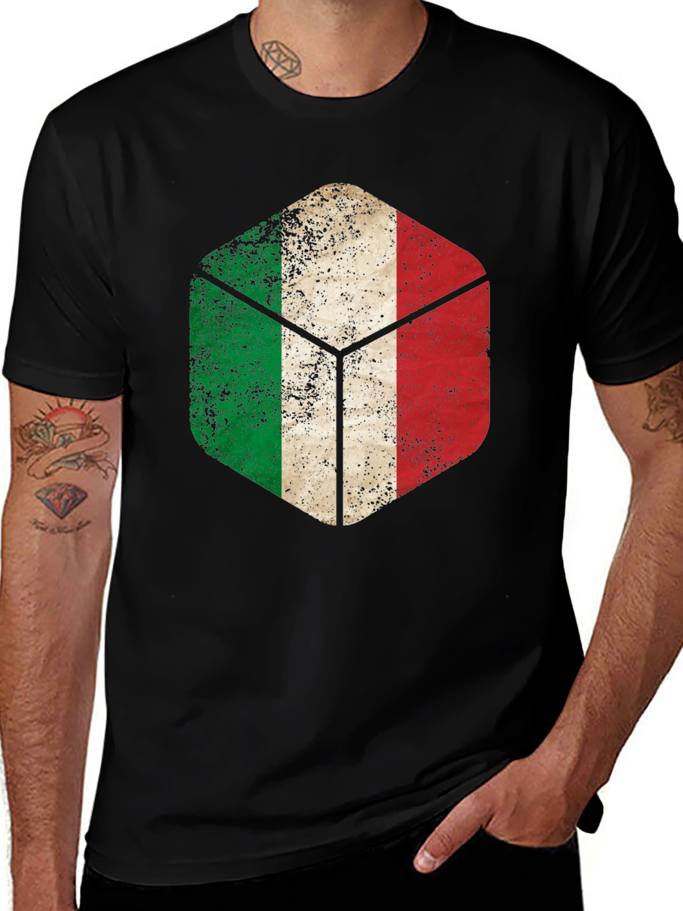 Variant 8 of Italian Flag Hexagon Graphic T-Shirt